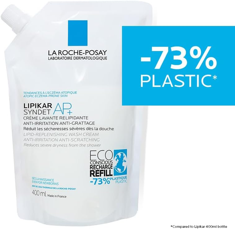 La Roche-Posay Body Wash Cream Lipid Replenishing 400Ml, Eco Refill Pouch, Lipikar Syndet AP+, for Shower or Bath, Suits Adults, Children, Babies, Newborns image number 4