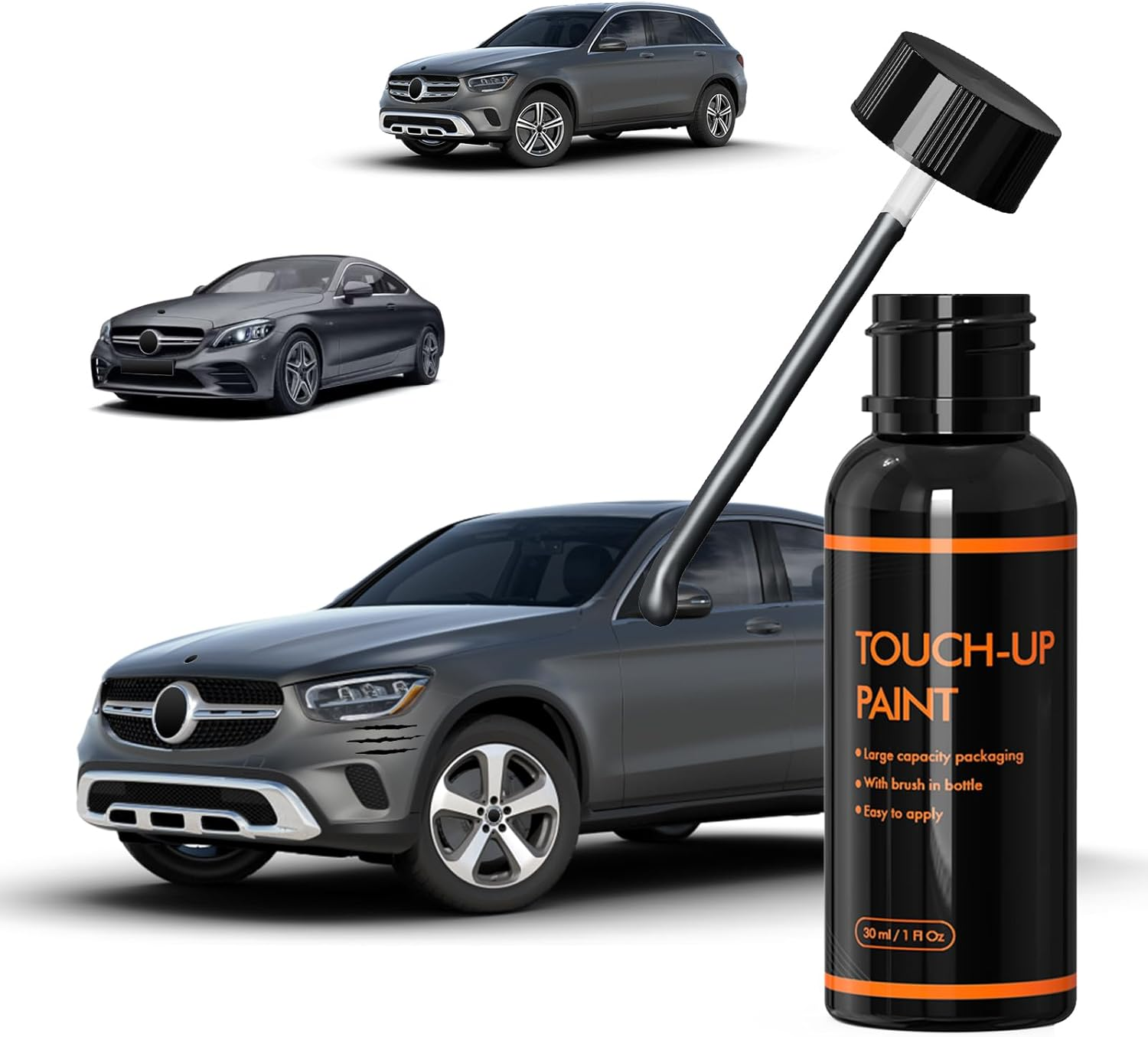 297 Selenite Grey Magno Touch up Paint for Mercedes Benz, DIY Car Paint Scratch Repair Kit, Automotive Paints, Quick & Easy Fix Scratch Repair for C/E/S/Cla/Cls/Glc/Maybach/Amg/Sl