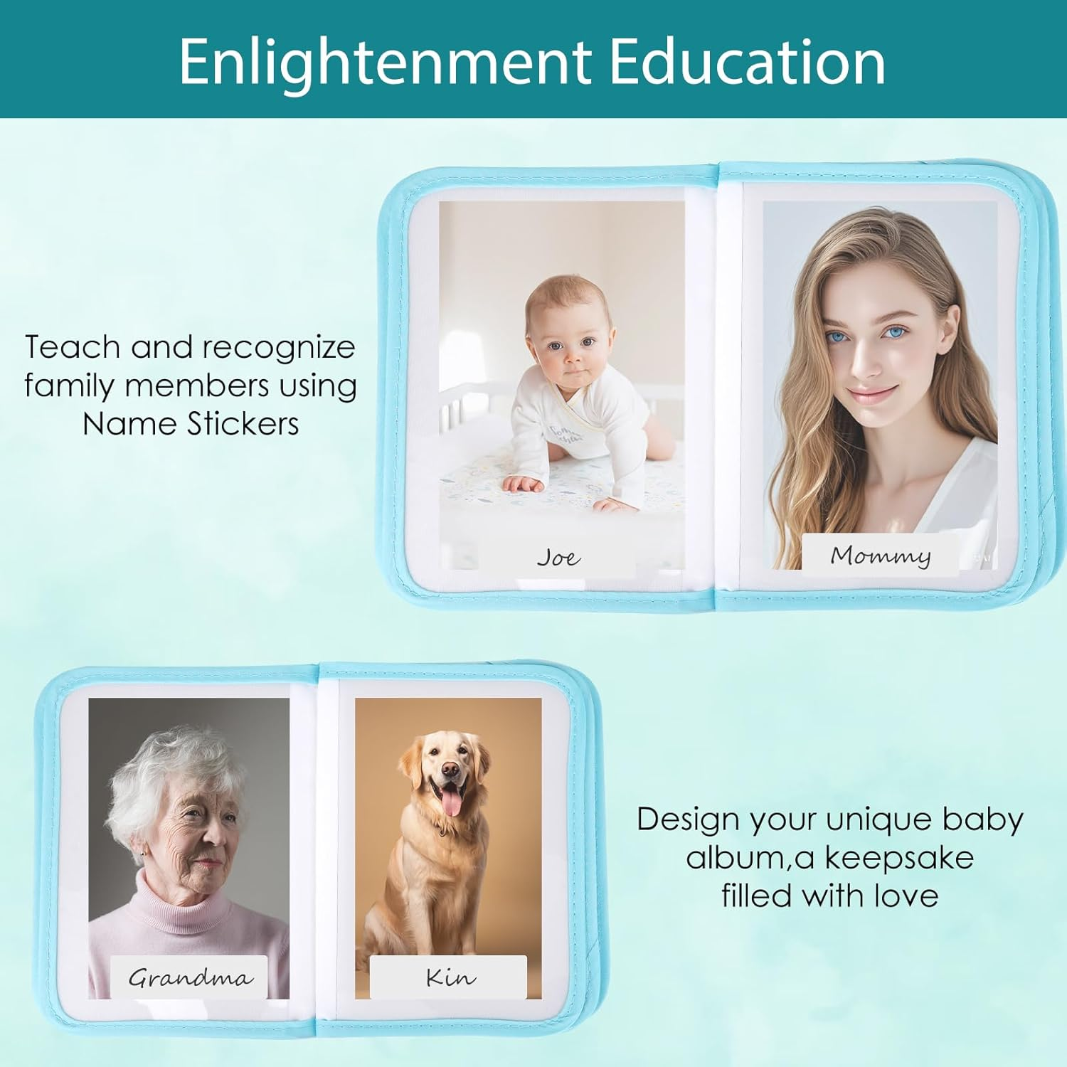 Commemorate Photo Album 4X6 Pictures with Hook, My First Family Memory Book, Soft Cloth Keepsake, Small Album Holder Book with 17 Pages Pocket for Family, Anniversary, Parents Gift (Octopus Pattern) image number 5