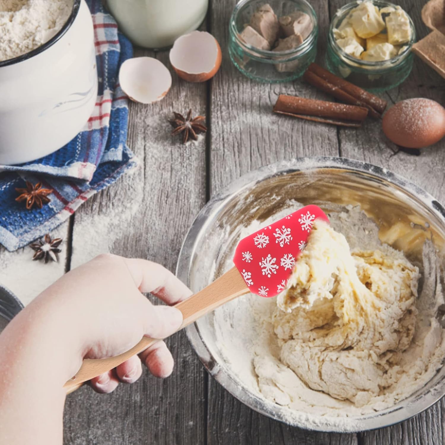 CALLARON 5Pcs Non-Stick Baking Spatula Ergonomic Cheese Spreader Lightweight Kitchen Tool for Cake and Dessert Making Practical for Home and Bakery Use image number 1