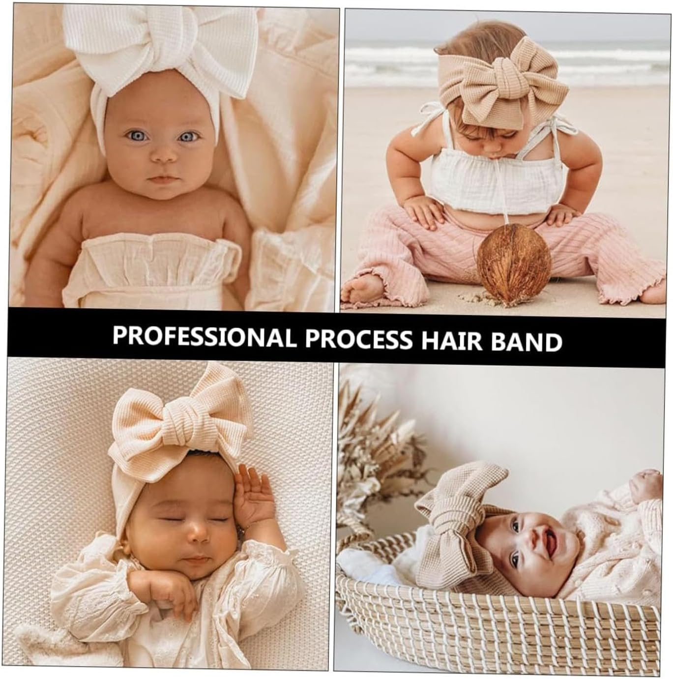 2Pcs Headbands with Large Hair Bow for Newborns, Soft Knitted Oversized Bow Headbands for Baby Girls, Perfect Hair Accessories for Birthday Party, Halloween & Christmas Photo Shoots image number 2