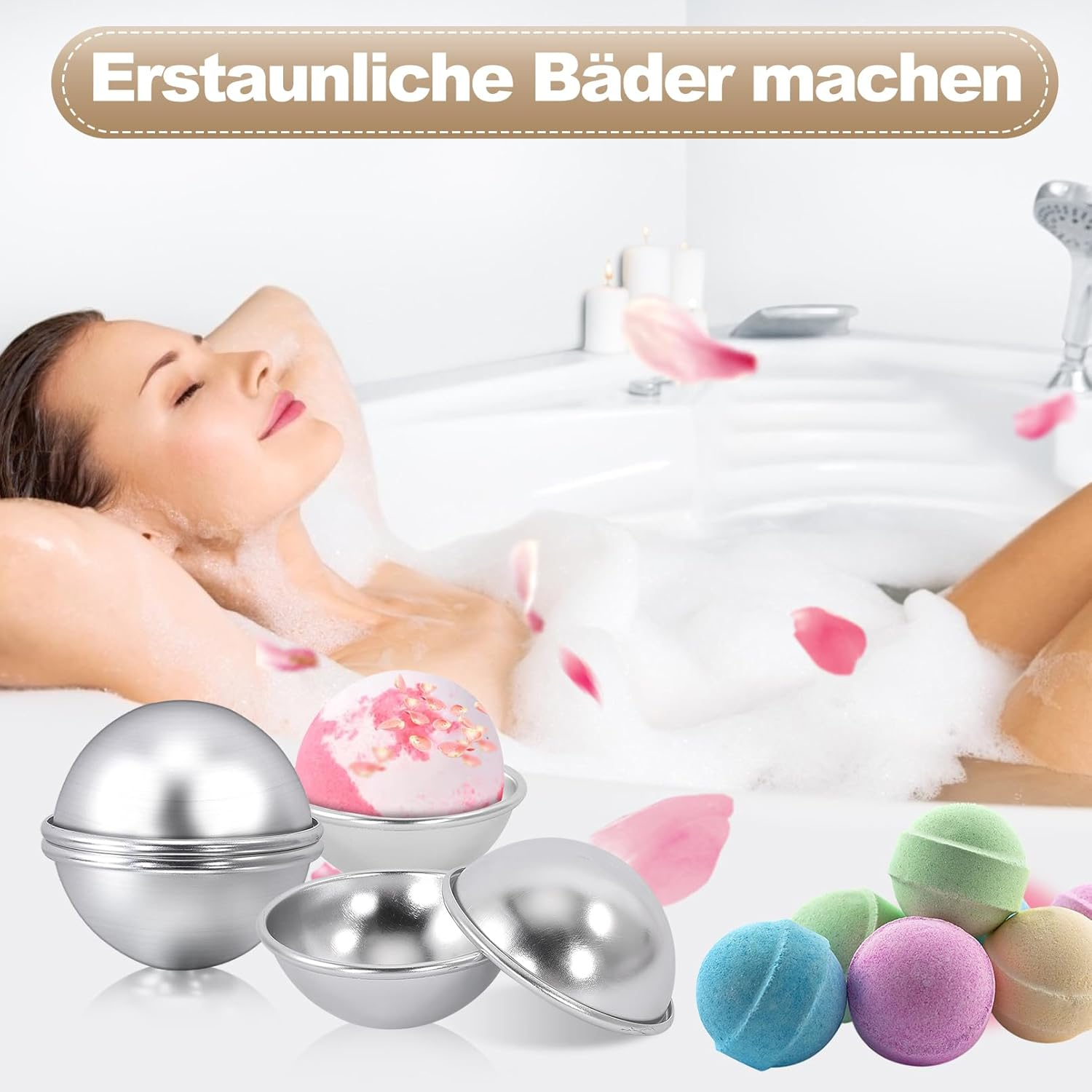 EOGRFW 6 Sets of 12 Bath Bomb Molds, DIY Bath Bomb Moulds, Bath Bomb Mould Set, Aluminium Bath Bomb Moulds, Soap Mould Moulds, DIY Casting Moulds for DIY Handmade Bath Bombs and Soap, 6 Balls image number 5