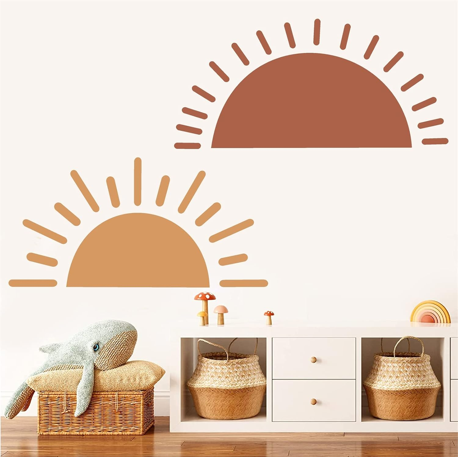 Half Sun Wall Decal Large Wall Decal Sunshine Wall Stickers Vinyl Wall Art Decals Removable Sun Decals for Walls Sunrise Sticker Peel and Stick Headboard Wall Decals for Nursery Kids Room Bedroom image number 3