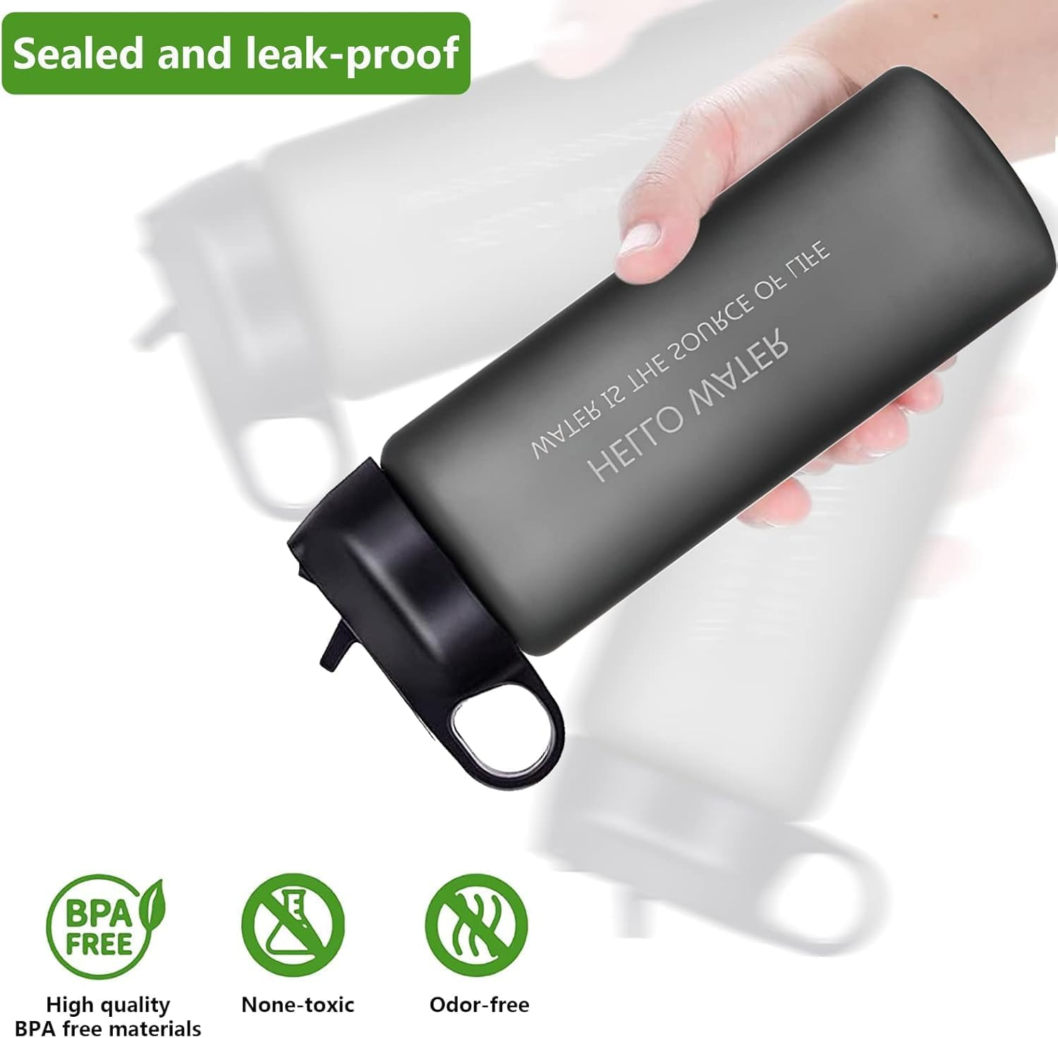 Straw Lids, 2 Pcs Sports Straw Cap Flip Top, Water Bottle Lid Replacement for Hydro Flask Wide Mouth Lid Sport Water Bottle (Black)