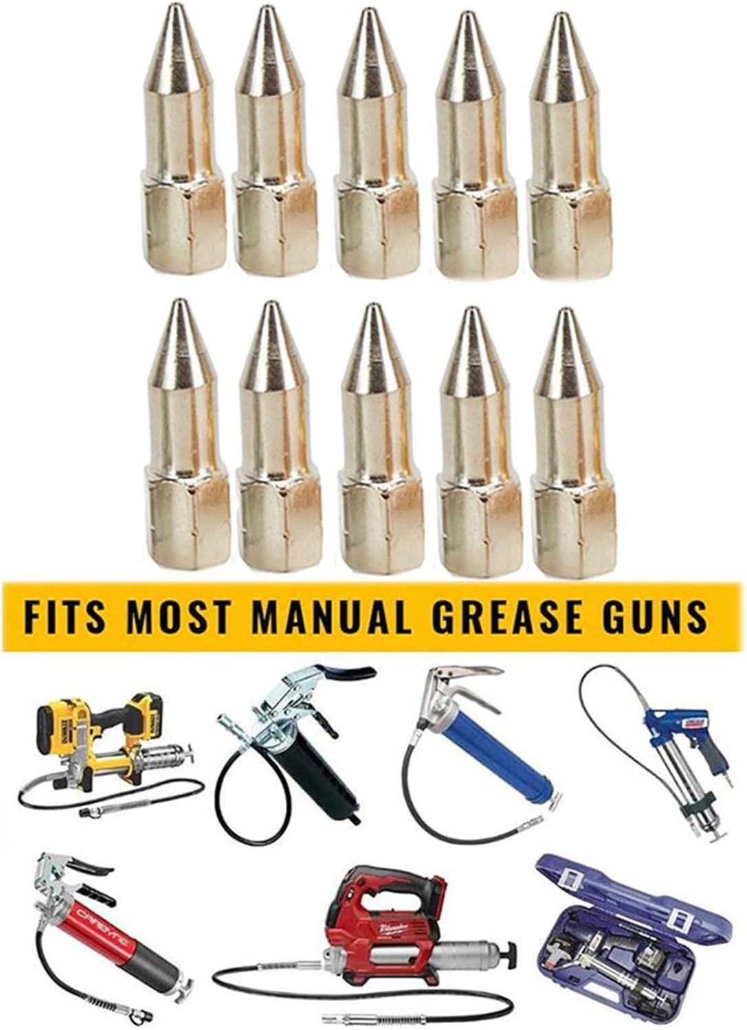 Grease Fittings Grease Gun Fittings Grease Gun Nozzle Nickel Plated Grease Filling Equipment Vehicles Repair Tool image number 1