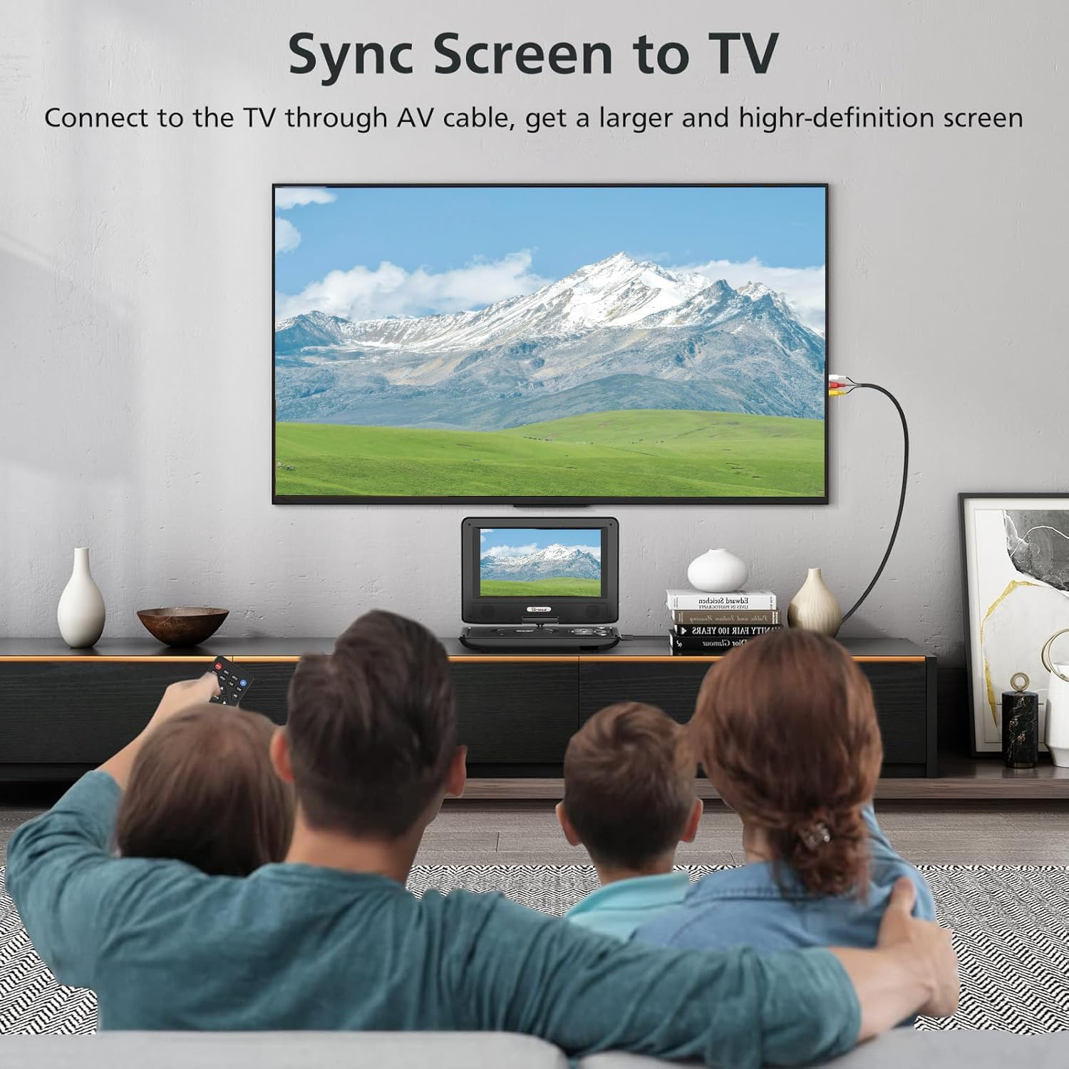 APEXORIGIN Portable DVD Player with 11.5" Swivel HD Screen, Car & Travel DVD/CD/USB/SD Card Player, Regions Free Sync Screen to TV, Equipped with Game Controller and Small Game Discs image number 1