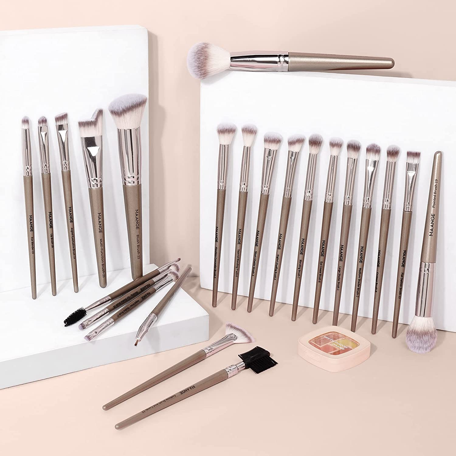 MAANGE Makeup Brush Set 23 Pcs Makeup Brushes Premium Synthetic Make up Brushes Professional Face Powder Blush Pointed Eyeshadow Blending Brush Kit, Graduation Gift (Champagne) image number 5