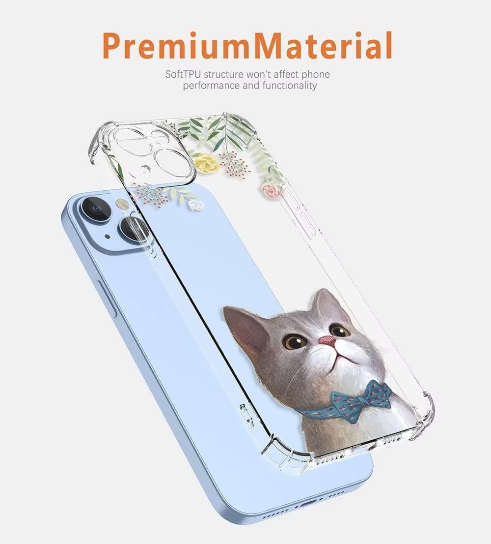 SEAHAI Case for Motorola Moto G55 5G, Colourful Beautiful Flowers Ultra Thin Transparent Mobile Phone Case Soft Silicone TPU Bumper Shockproof Case Protective Cover - Cat - Camellia image number 2