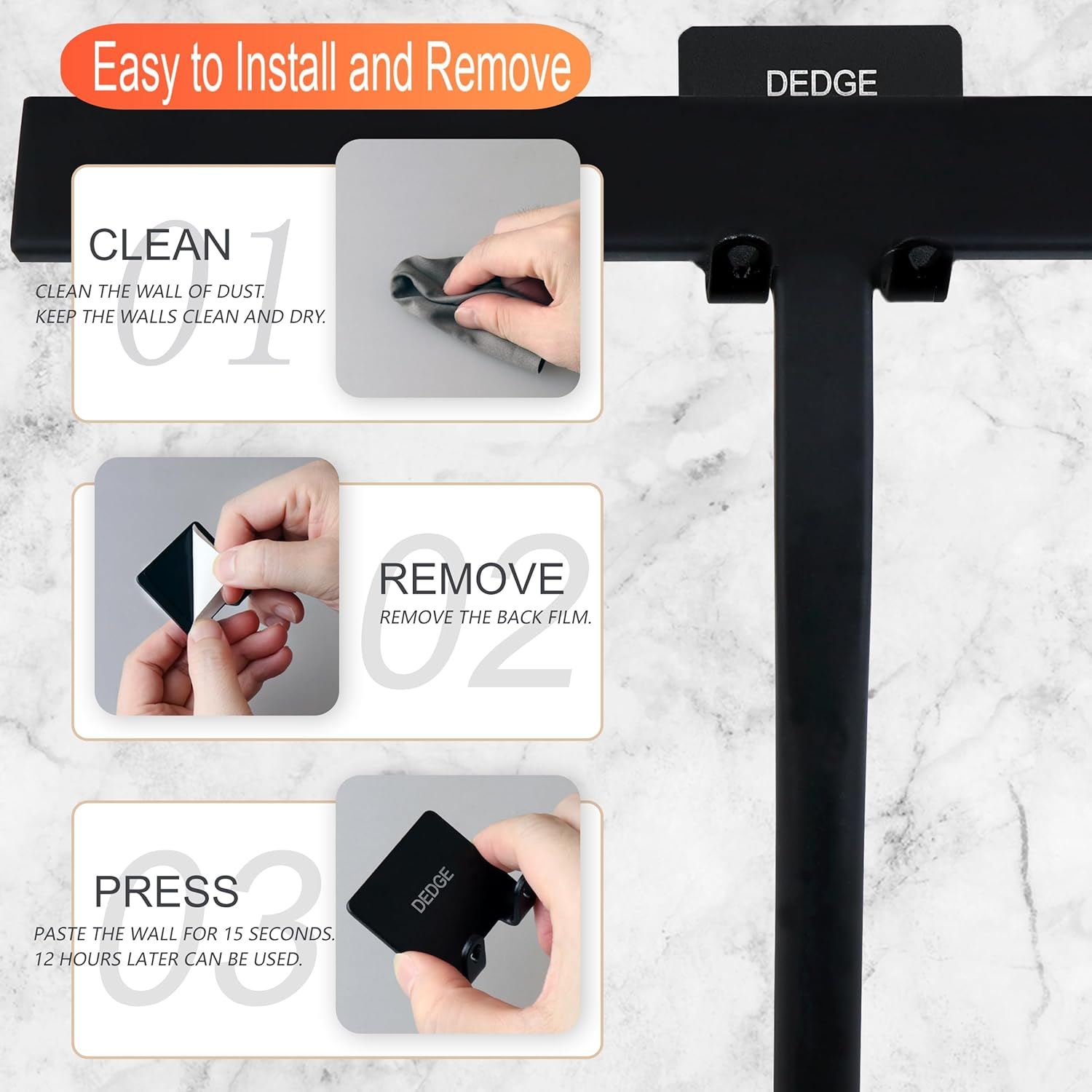 DEDGE Shower Squeegee for Shower Doors with 1 Hooks All-Purpose Glass Squeegee for Bathroom, Shower Doors, Car Windows,Black 11 Inches image number 1