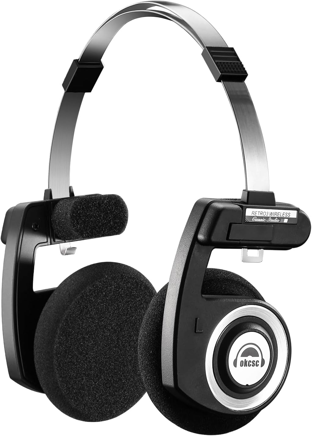 OKCSC Retro 3 Open Back Headphones,3.5Mm Wired Over-Ear Headsets, All-Day Playtime/Built-In Mic/Ultra Lightweight, Convenient to Carry for Travel, Commute, Sports, Hifi Sound 3.5MM Mic/Silver