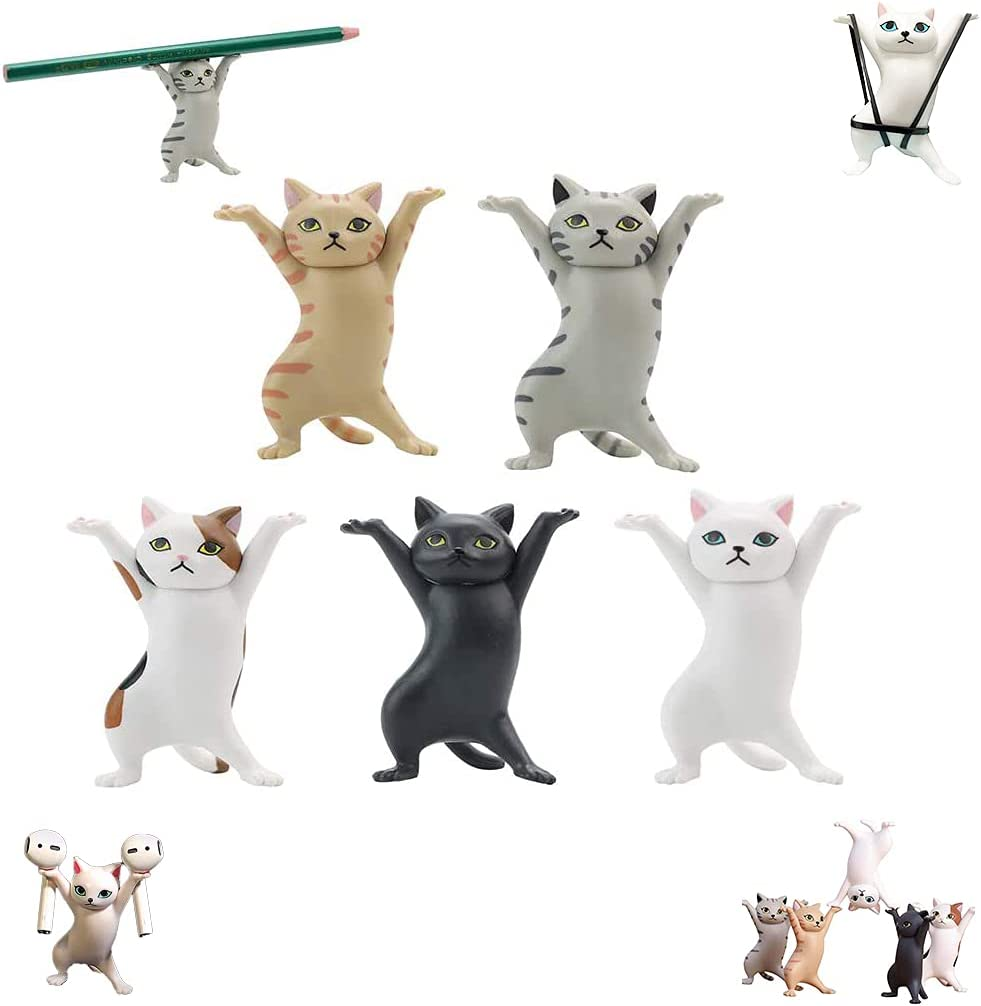 5-PCS Funny Cat Pen Holder Dance Cat Figure Cat Headphone Cat Stand for Kids for Home Office D&eacute;cor image number 2