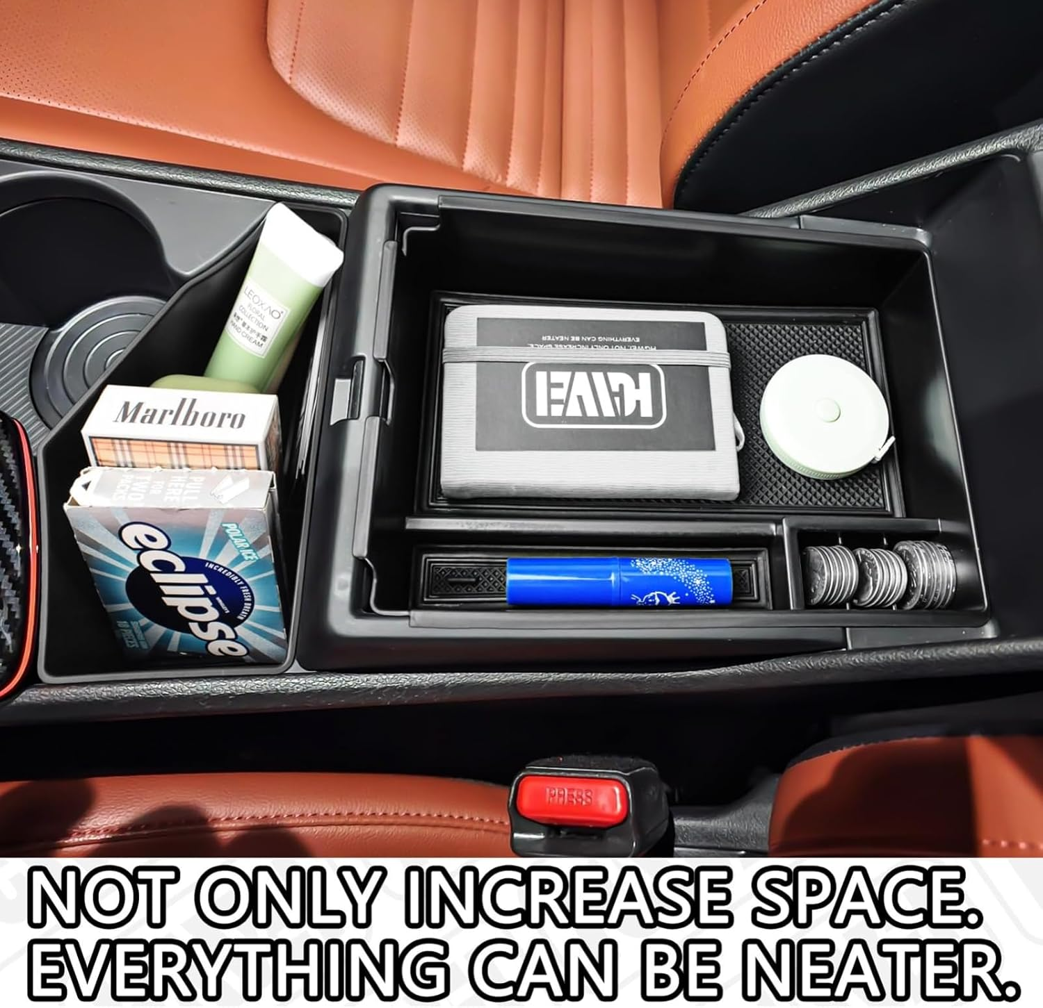 Center Console Organizer for 2023-2026 Kia Sportage Hybrid/Plug-In Hybrid Interior Organizer Center Console Holder Tray Armrest Storage Box with Non-Slip Silicone Mats Sportage23 image number 2