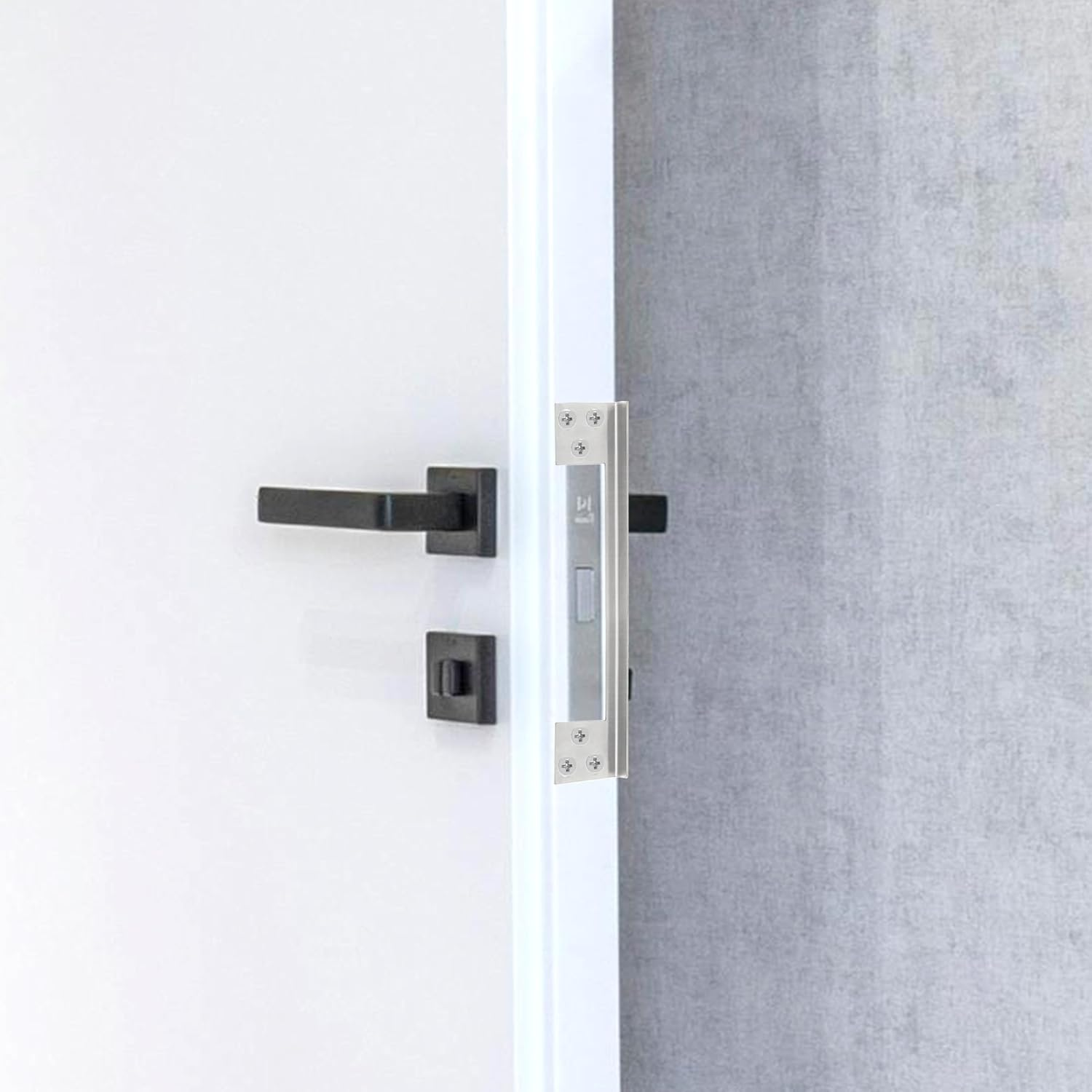 Door Latch Guard Plate, 7" L-Shaped Door Reinforcement Plate, Stainless Steels Outswing Door Security Latch Protector, Door Lock Cover to Block Access to Door Lock Deadbolt (1 Pcs，Silver) image number 6