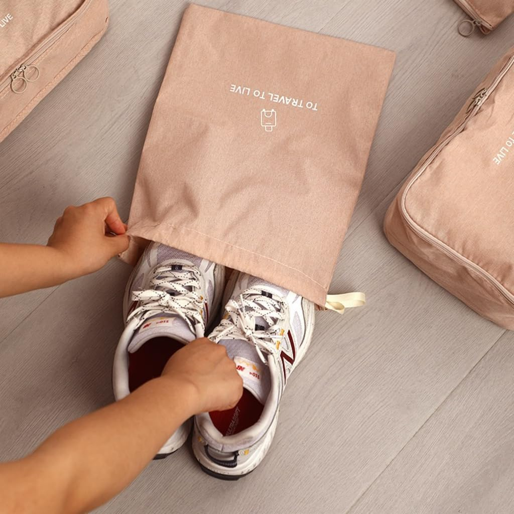 OEIPSMK 7 Set Packing Cubes for Suitcases, Lightweight Travel Bags Organizers for Carry On, Luggage Packing Organizer Bags for Travel Essentials Travel Accessories (Beige), Navy image number 6