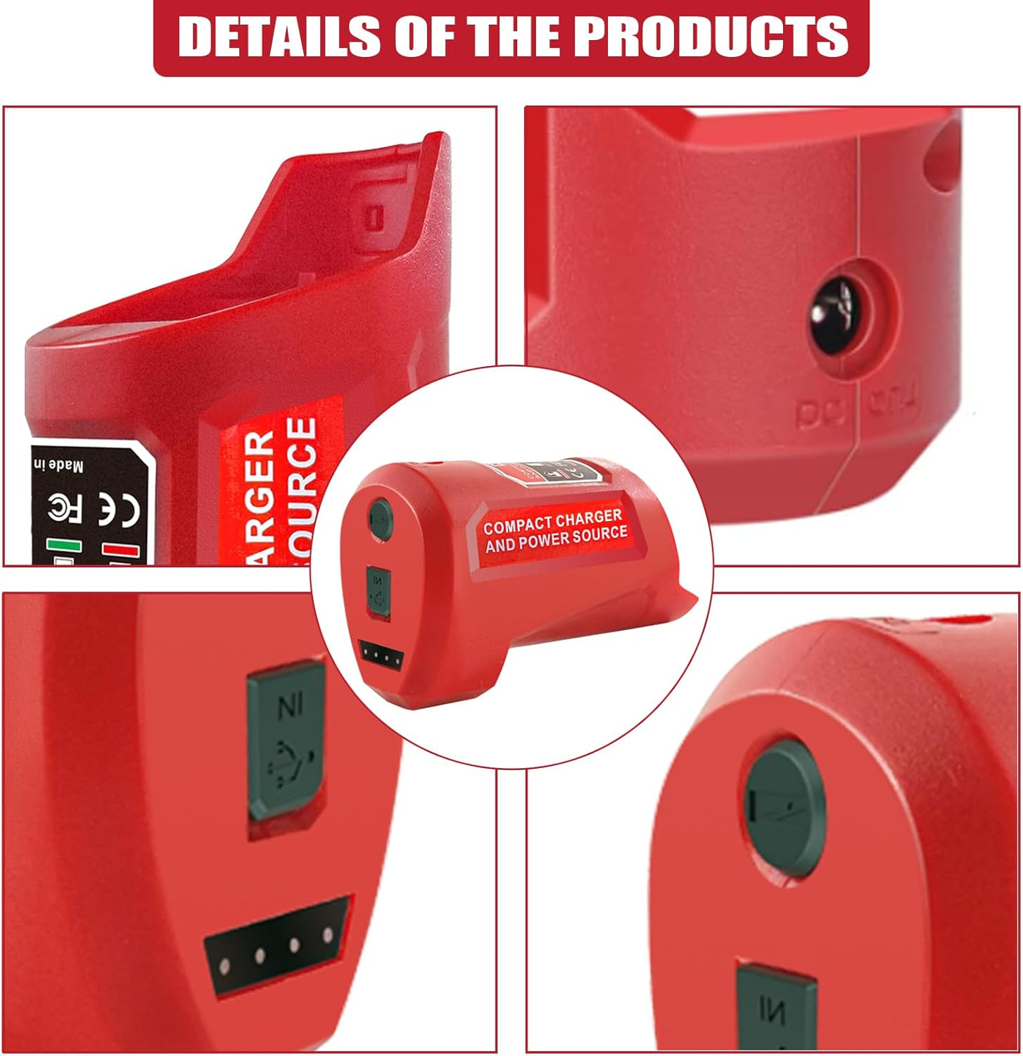 EID M12 USB Adapter Power Source for Milwaukee M12 12V Batteries, 10.8V/12V Heated Jacket Power Source, Li-Ion Battery Adapter, 5V/2.1A USB & 12V/3A DC Output image number 1
