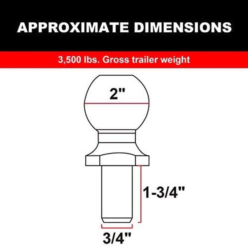 BIG RED ATRLY2019R Torin 2" Diameter Trailer Hitch Ball: 1.75 Ton (3,500 Lb) Capacity image number 2