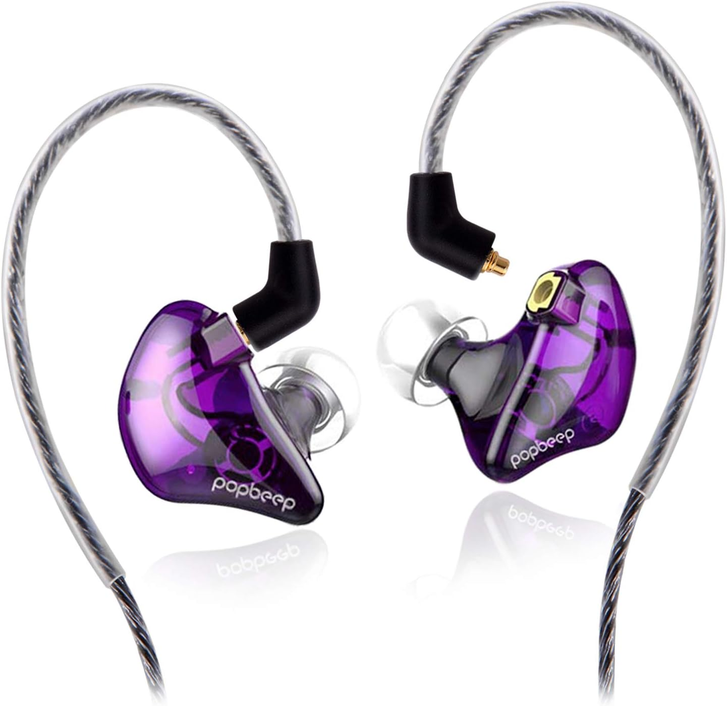 BASN In-Ear Headphones Flexible Universal-Fit in Ear Earbuds Noise Isolating In-Ear Monitors Headphone with Detachable Cables Brown