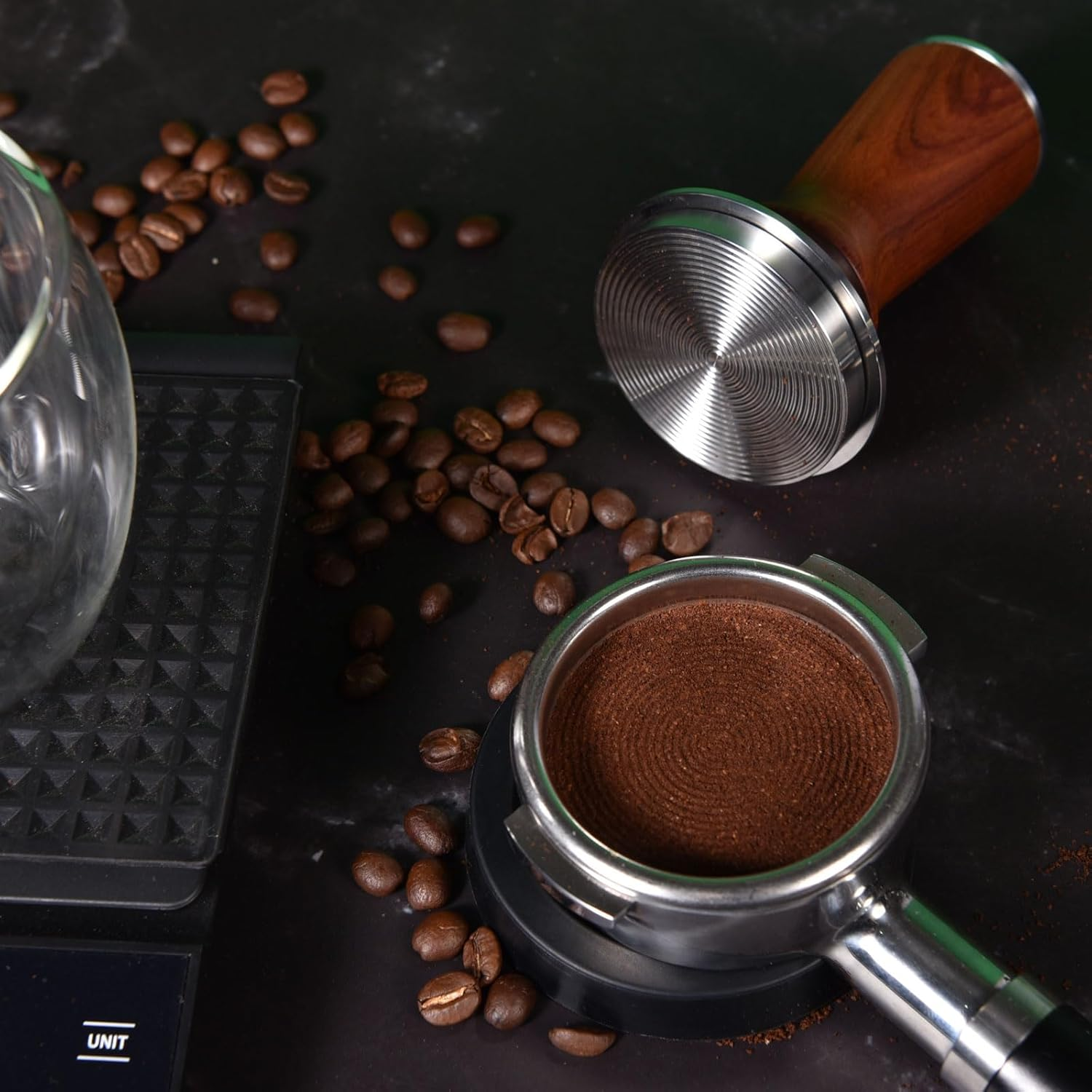 MATOW 58.5Mm Espresso Hand Tamper, Dual Calibrated Spring Loaded Coffee Tamper with Stainless Steel Ripple Base, Pro-Barista 30Lbs Espresso Tamper with Red Rosewood Handle Fits 58Mm Portafilter image number 1