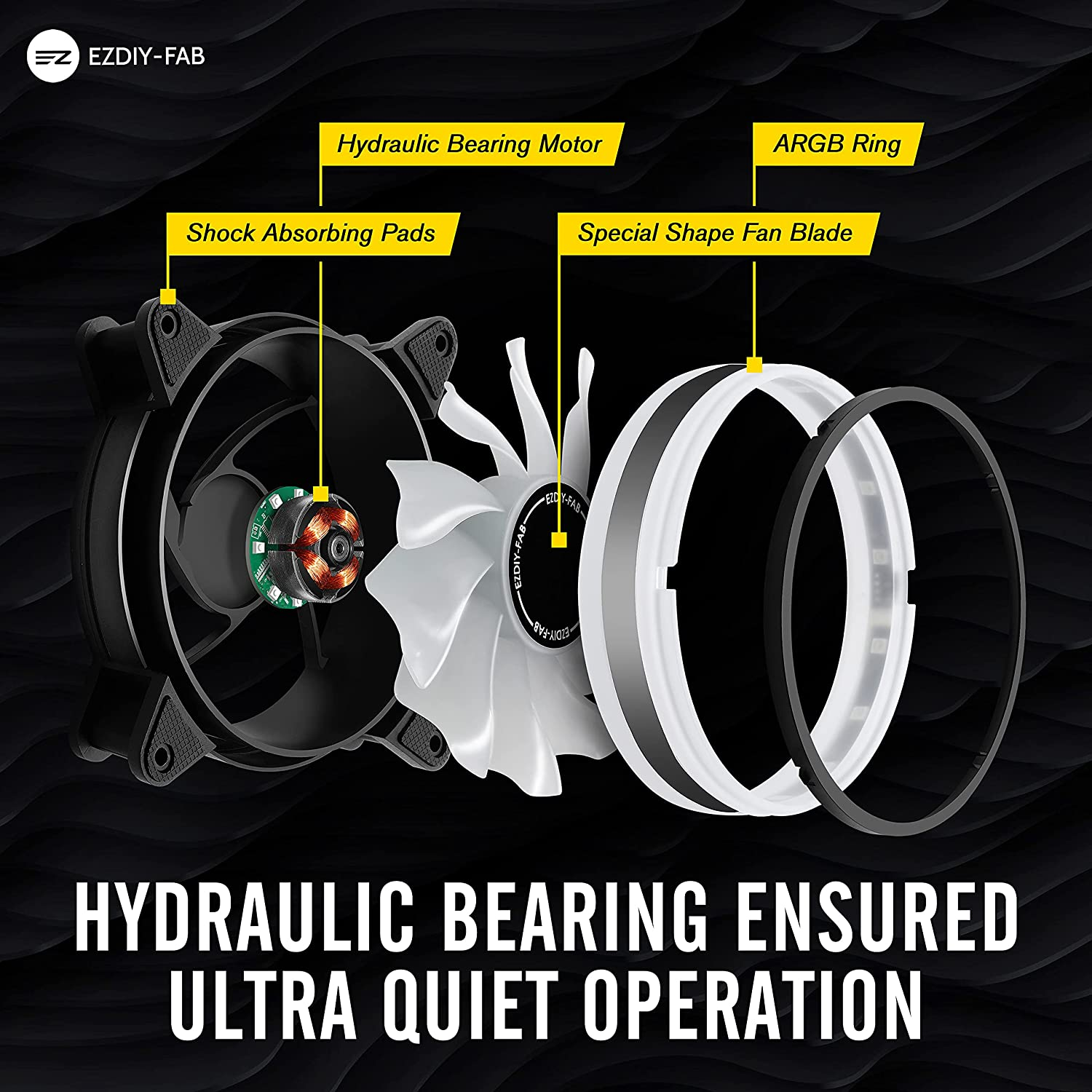 EZDIY-FAB Moonlight RGB Case Fan 120Mm with Fan Hub X and Remote,Motherboard Aura SYNC, Speed Control,Argb Computer Fan for PC Case- 6 Pack image number 6