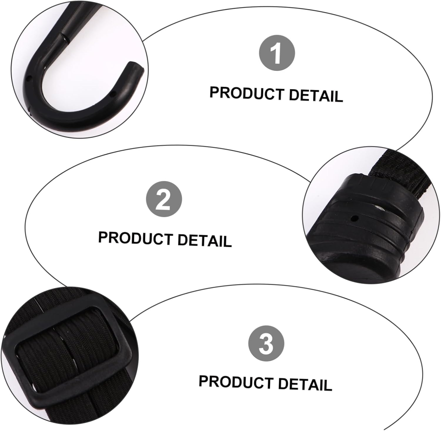Yardenfun 3Pcs Motorbike Tension Belt Stretchy Luggage Straps Tension Rope Coated Hooks For image number 6