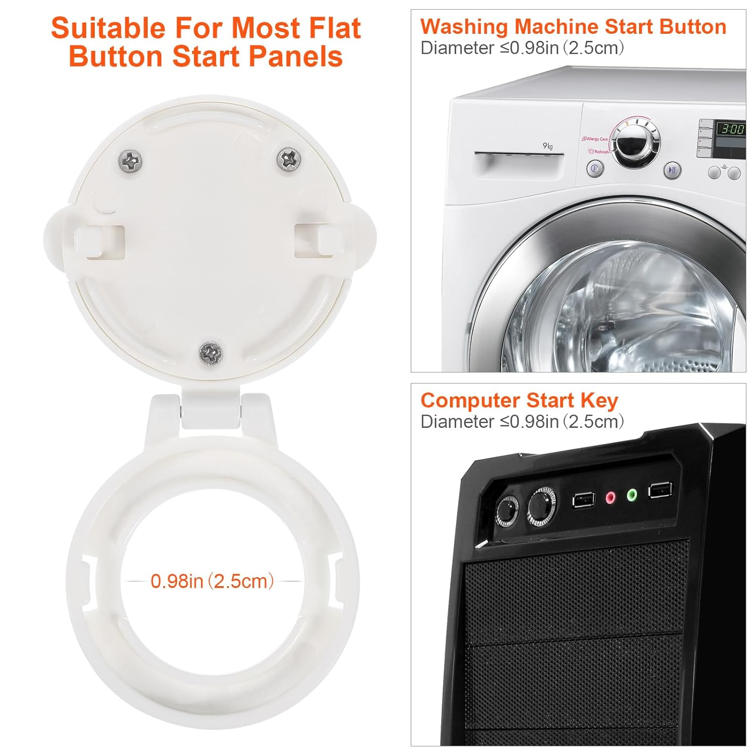 SAFIGLE 4Pcs Baby Safety Protection Cap, Dishwasher Lock, Appliance Button Security Guard, Computer Key Cover - White ABS for Household Appliances and Oven Child Safety image number 2