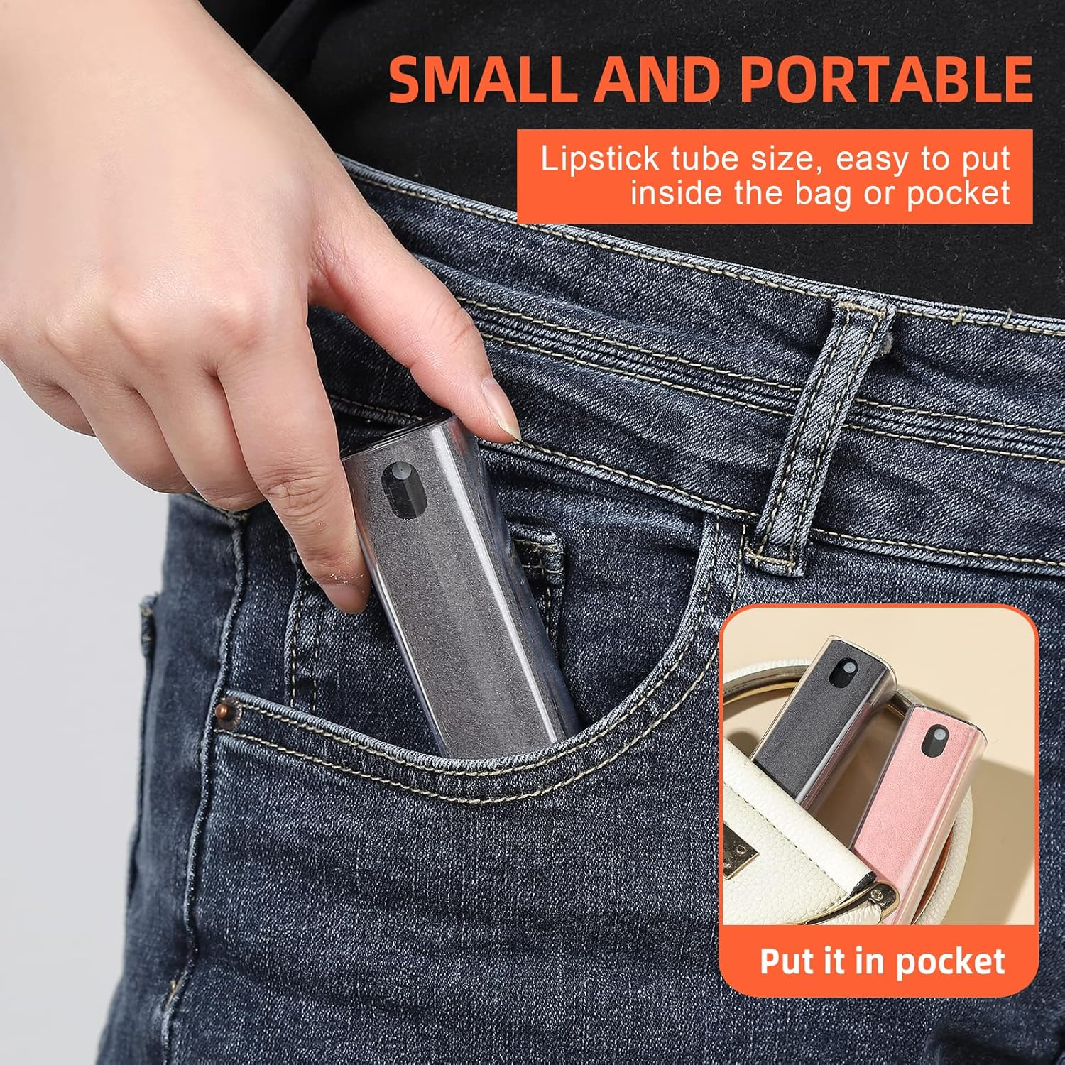 Portable Mini Clean Nebulizer Spray Bottle for Mobile Phones, Tablets, Computer Screens Travel Size Spray Bottle, Refillable Alcohol, Disinfectant Bottle Accessories (Grey) - Grey image number 4