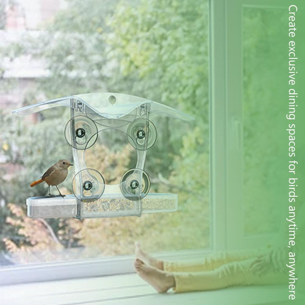 Window Bird Feeder,Clear Feeder,Outdoor Bird House,Wildbird Feed Tool,Acrylic Bird Cage,For Observation, Easy to Clean Outdoor Animal House for Wild Animal Watching,For Seniors, Bird Lovers image number 6