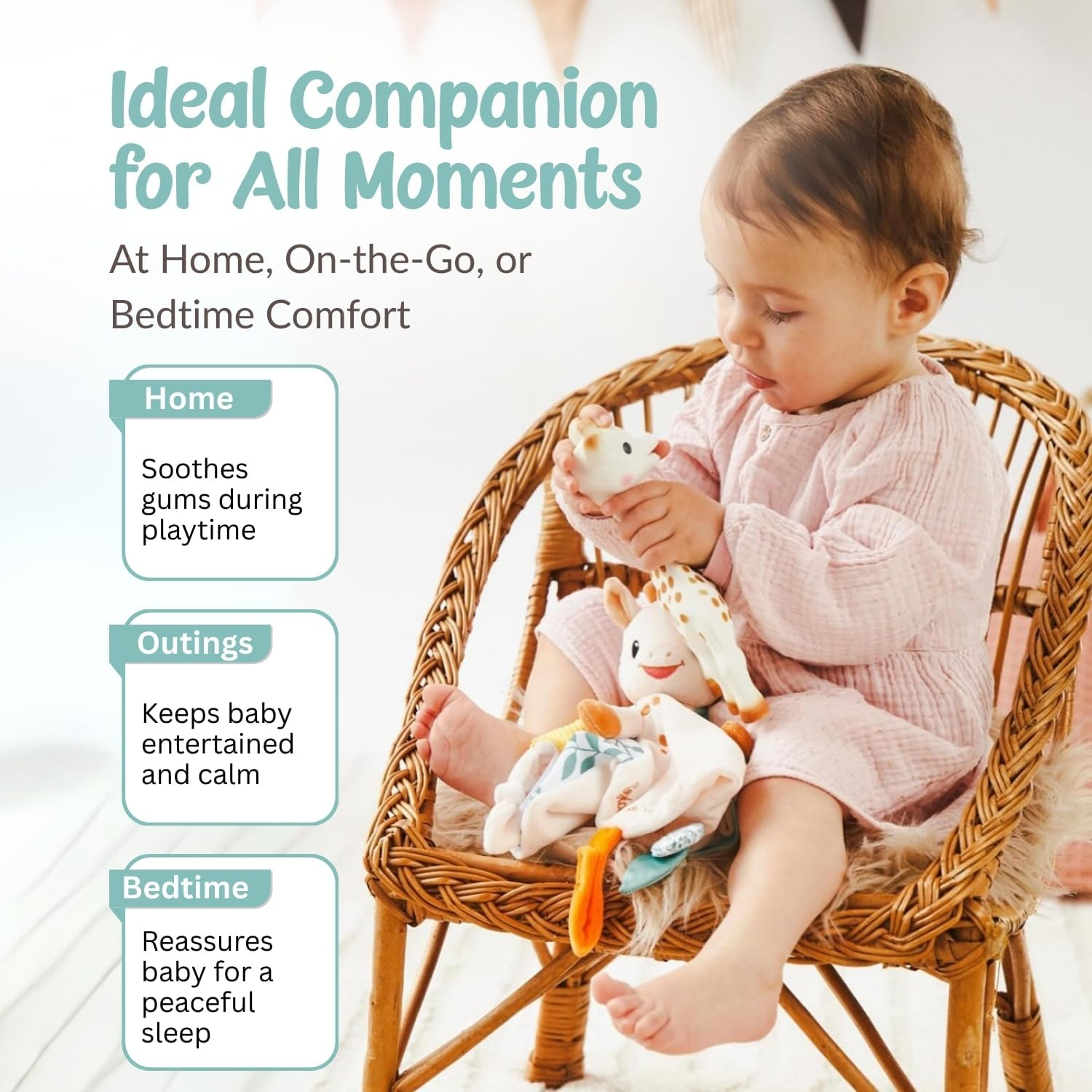 Sophie La Girafe Baby Teether and Comforter Set, Comforter for Kids That Matches Any Bedroom Decor, Teething Toy Made from 100% Natural Rubber, Soft and Lightweight image number 1