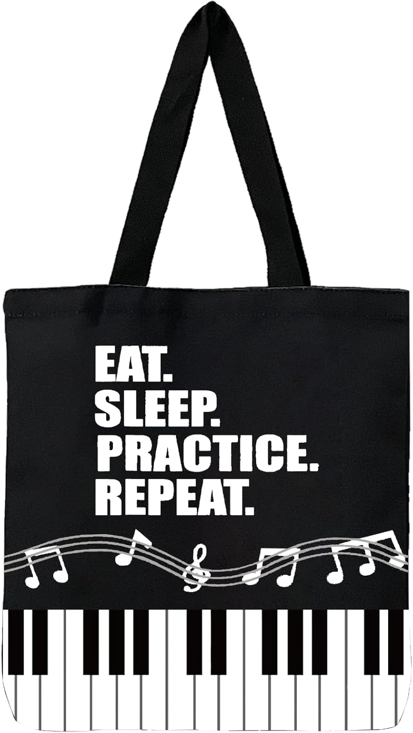 Music Lover Gift Pianist Birthday Present Piano Lesson Bag Funny Music Notes Shopping Bag image number 1