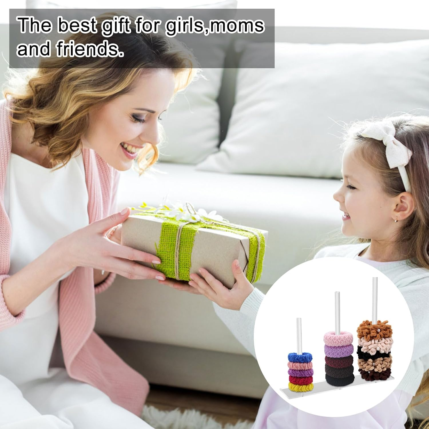 Acrylic Scrunchie Holder Stand Transparent Display Hair Accessories Organiser Clear Hair Tie Organiser Storage Hair Tie Store Scrunchie Holder for Women Teenager Girls Gifts image number 6