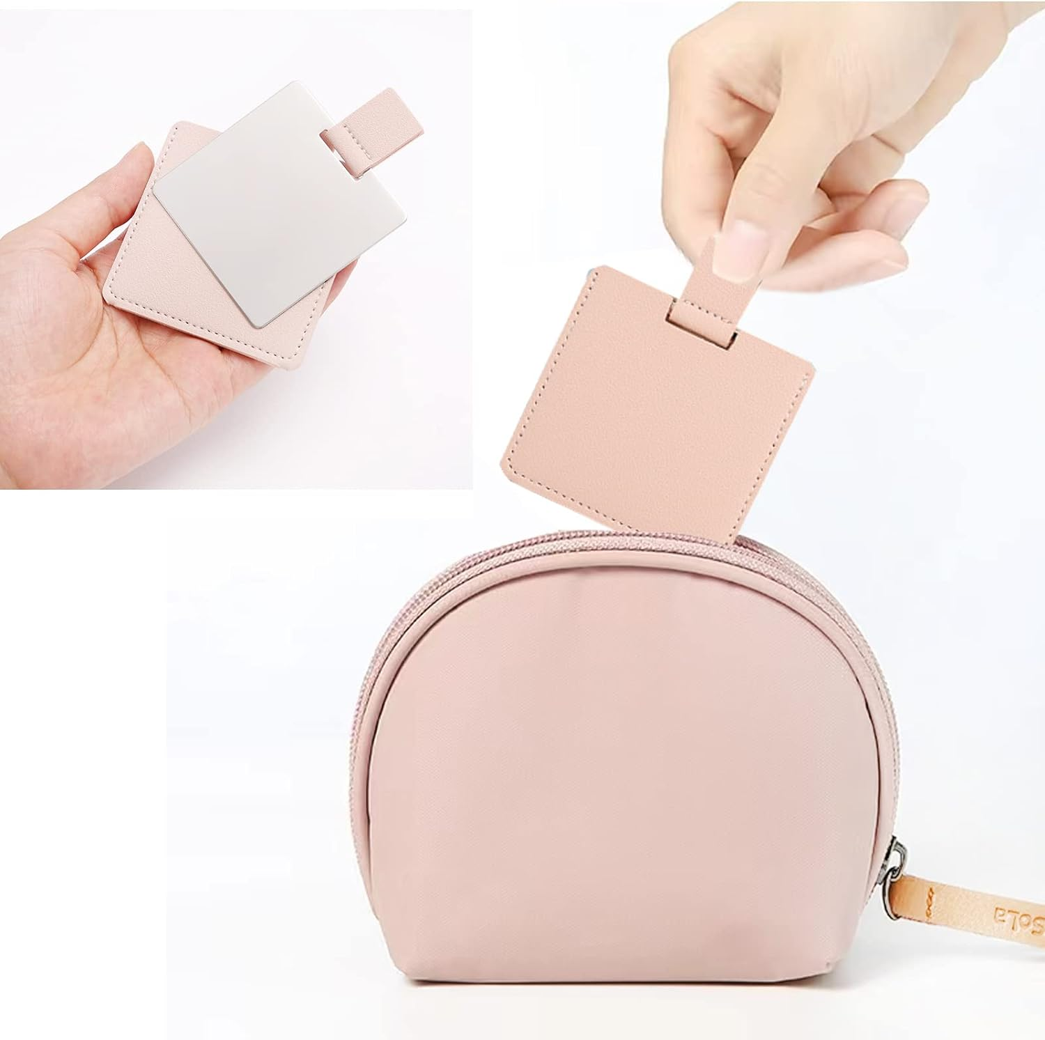 3 PCS Small Compact Mirror for Purse Mini Mirror Travel Handheld Makeup Mirro Portable Folding Mirror, Pocket Cosmetic Travel Mirror, Stainless Steel Compact Cosmetic Mirrorr image number 2