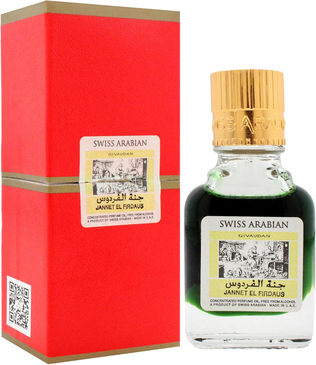 Swiss Arabian Jannet EL Firdaus Red for Unisex 0.3 Oz Parfum Oil