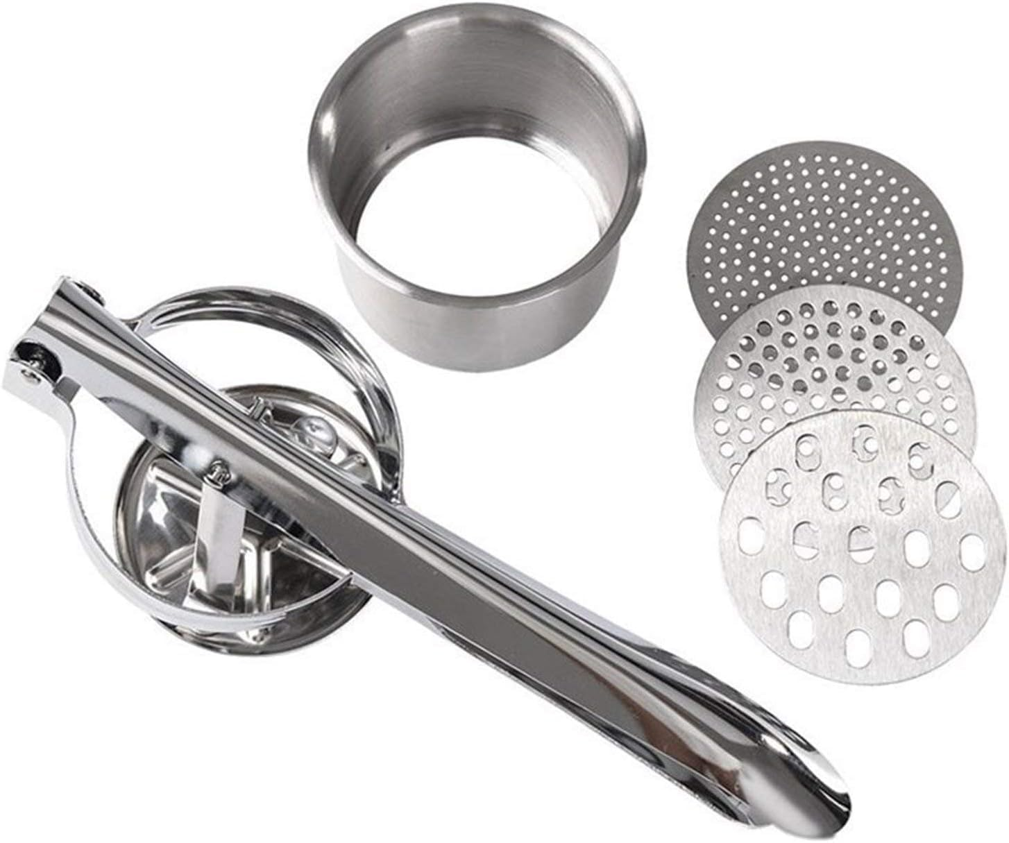 Potato Ricer Stainless Steel Masher, Large Capacity 15Oz Potato Masher Kitchen Tool for Potatoes, Fruits, Vegetables and Baby Food, Juicer, Vegetable Strainer with 3 Interchangeable Ricing Discs image number 6