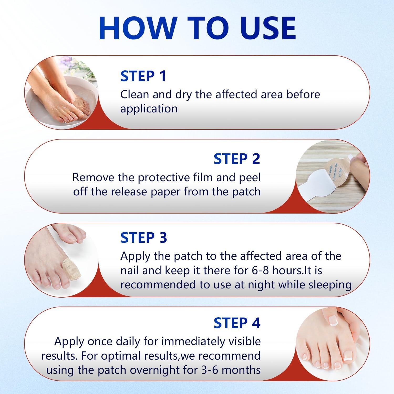 42 PCS Fungal Nail Patches for Toenails, Toenail Treatment Patches Extra Strength - Nighttime Nail Patches, Nail Repair for Restores Damaged Nails and Appearance of Discolored image number 4