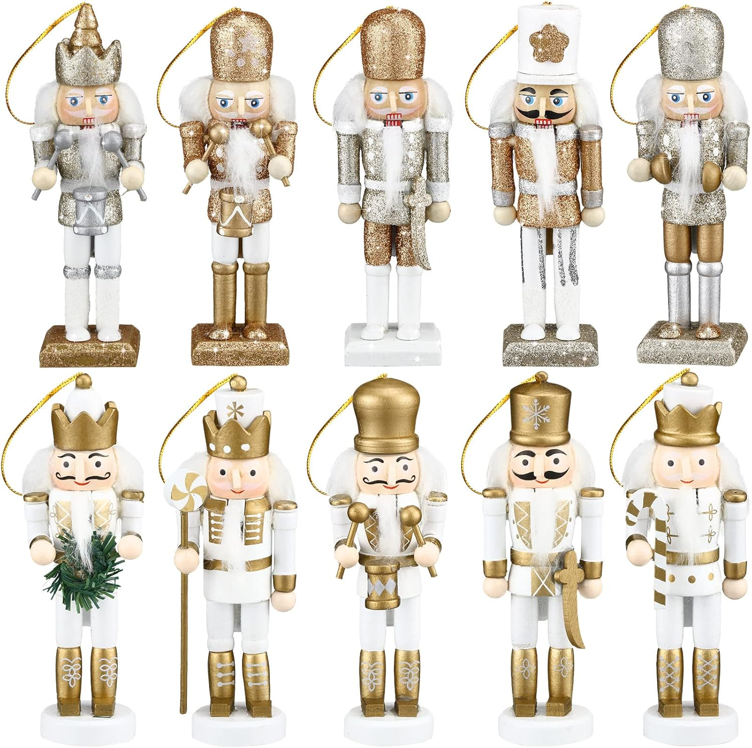 10 Pcs Christmas Nutcracker Ornaments Wooden Nutcracker Hanging Decorations 5 Inch Tall Nutcracker Figures Nutcracker Christmas Decorations Nutcracker Soldiers for Figures Puppet Toy (Red Series)