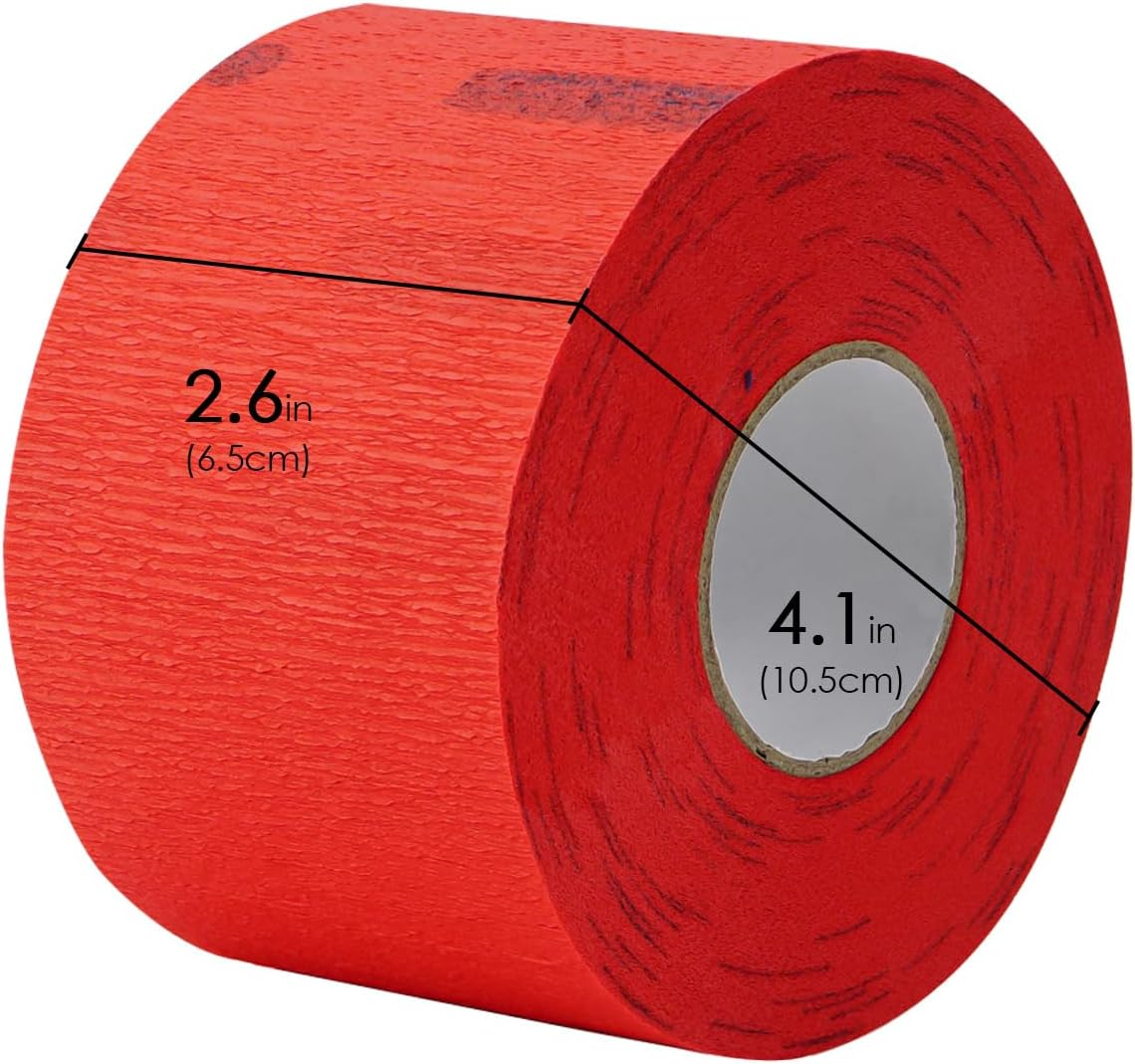 Flexible Paper Neck Strips for Salon Hair Cutting - 5 Rolls, 500 Red Disposable & Water-Resistant Self-Adhering Barber Supplies - Green image number 7