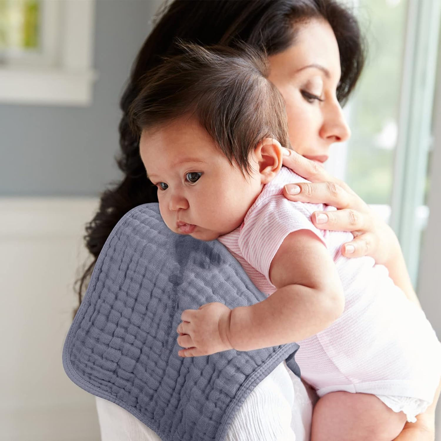 6-Pack Jumbo Muslin Cloths for Babies｜25X50Cm Extra Large Burp Cloths & Swaddle Squares｜100% Cotton Ultra-Absorbent Multipurpose Cloths (Multicolor)​ image number 3