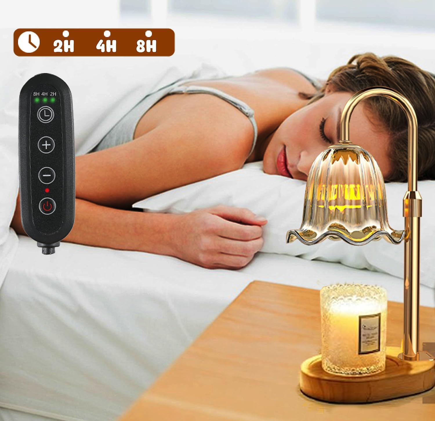 Adjustable Candle Warmer Lamp with Timer & Dimmer, Vintage Home Decor for Scented Jar Candles - Adjustable Height, Safe Melting Tech, Ideal Women/Men, New Home Bedroom Essential image number 2