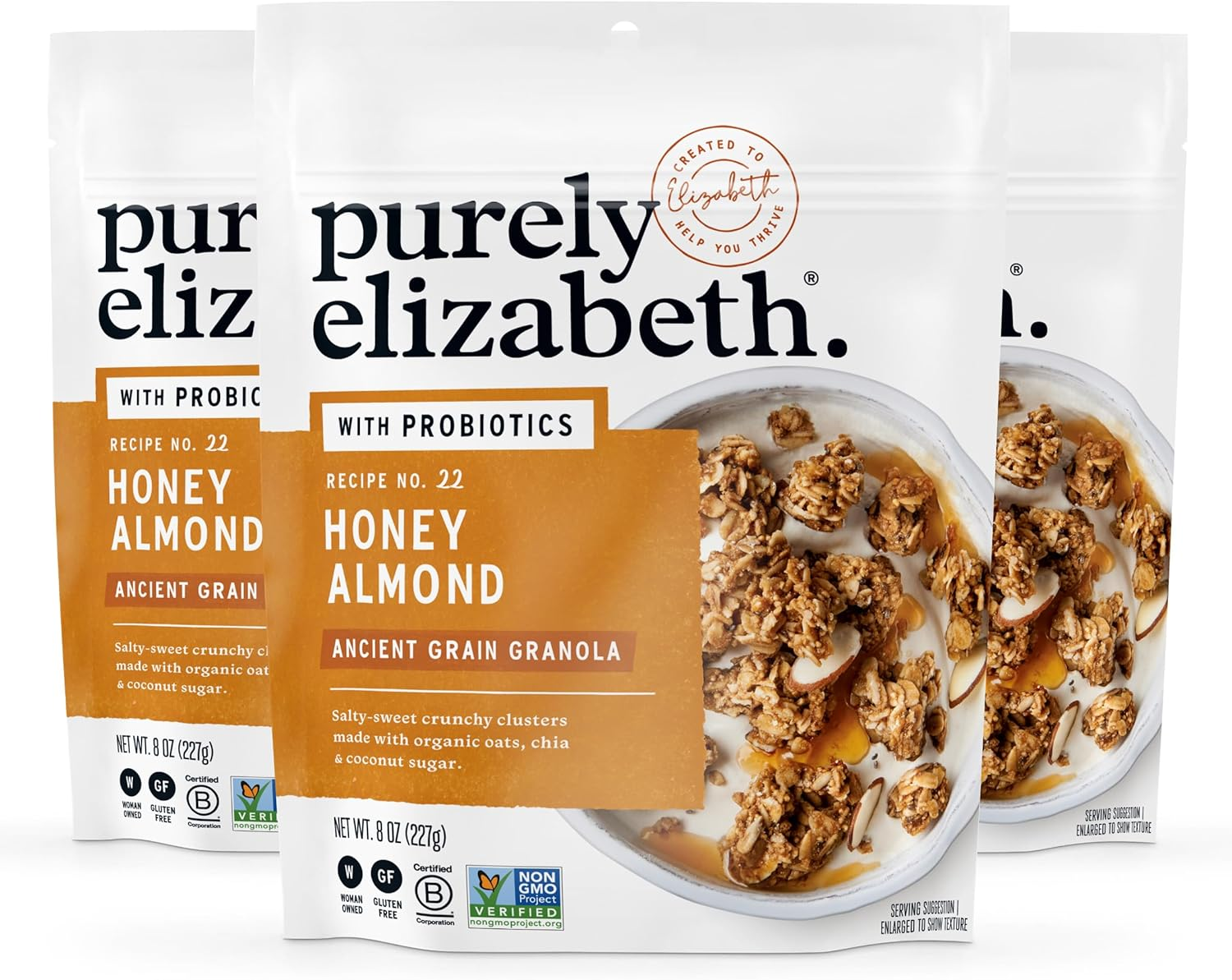 Purely Elizabeth Berry Crisp Granola Wit Vitamin D, Made with Organic Oats and Ancient Grains, Gluten-Free, Non-Gmo (3 Ct, 8Oz Bags) image number 5