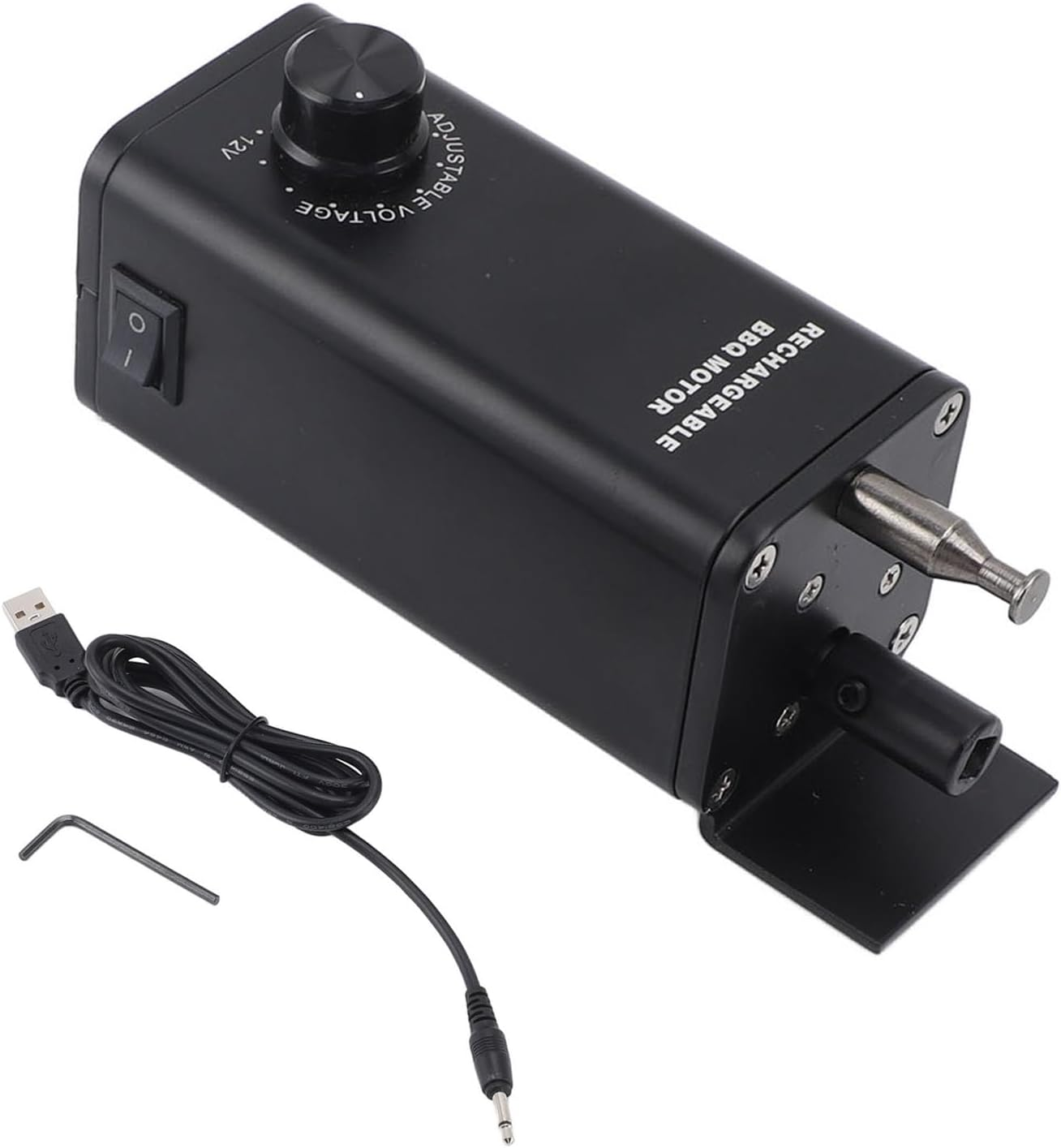 Pyhodi Rotisserie Motor, Heat Resistant 3 to 12V Rechargeable Electric Grill Motor Auto Reverse Function Adjustable Speed for BBQ image number 2