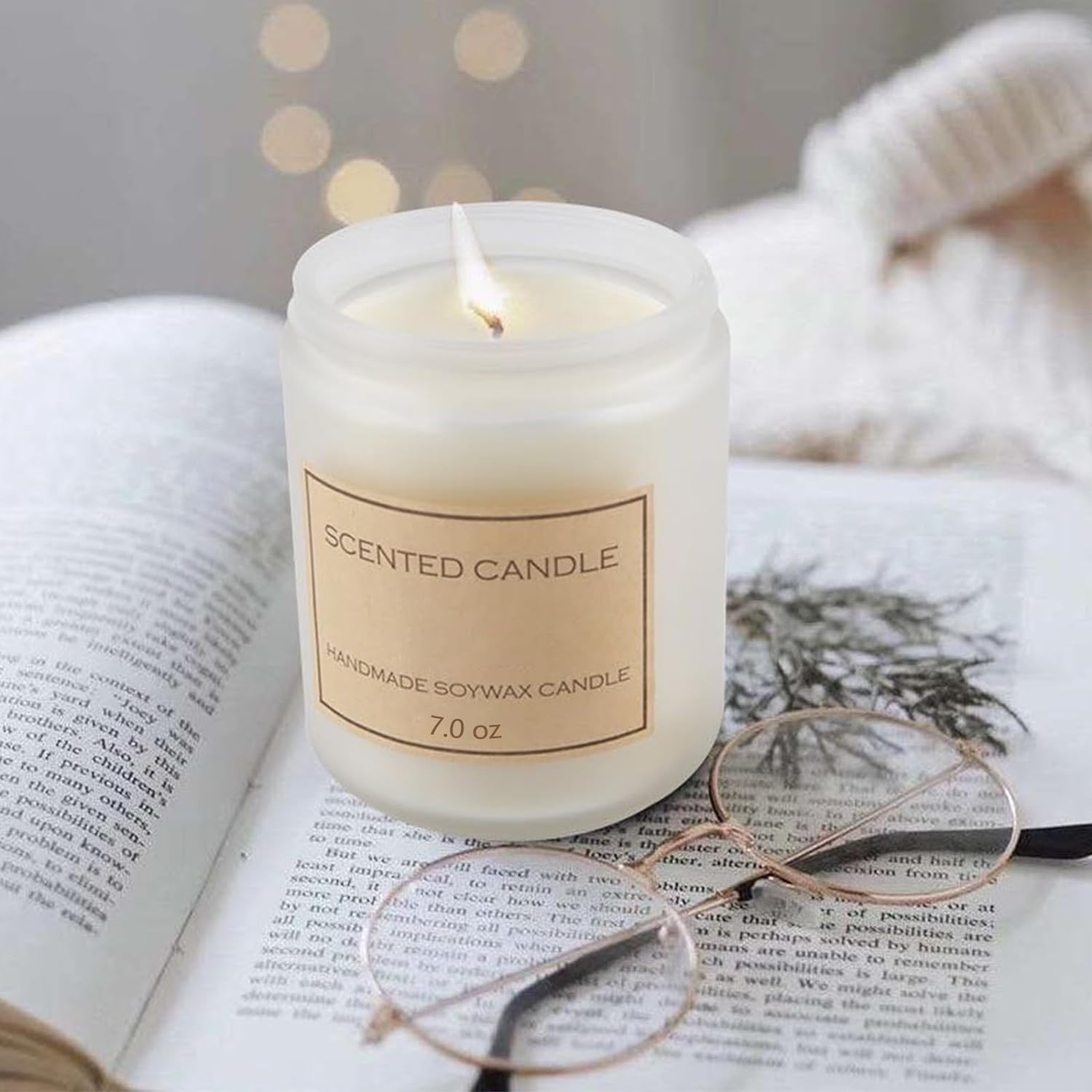 Scented Candles Gift,7Oz Natural Soy Wax Candle,Long-Lasting Aromatherapy Candle for Home Decor & Fragrance(Lavender & Lemon) image number 3