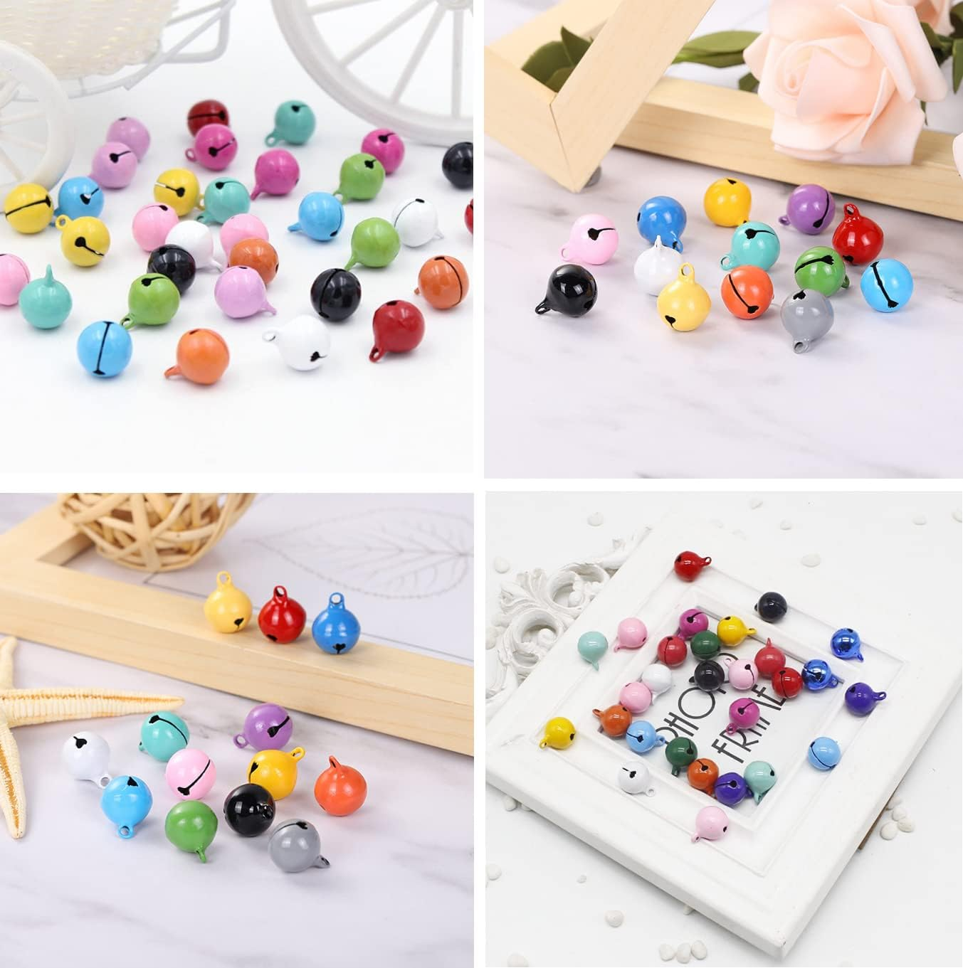 100Pcs Jingle Bells, Betterjonny 14Mm Small Craft Bells 10 Sweet Colors Metal Bells Pet Bells for DIY Christmas Party Decorations and Jewelry Making image number 5