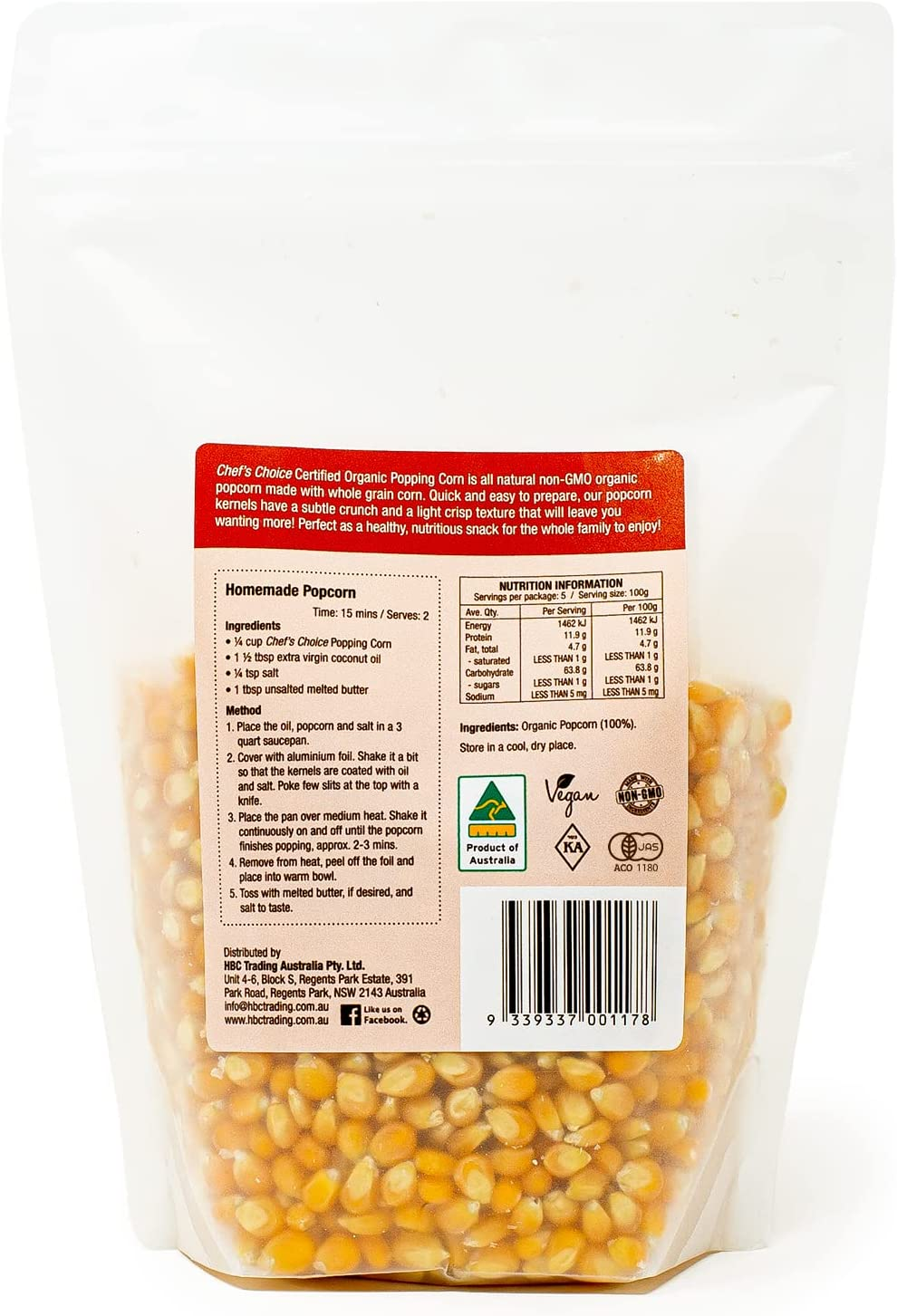 Chef'S Choice Organic Popping Corn 500G