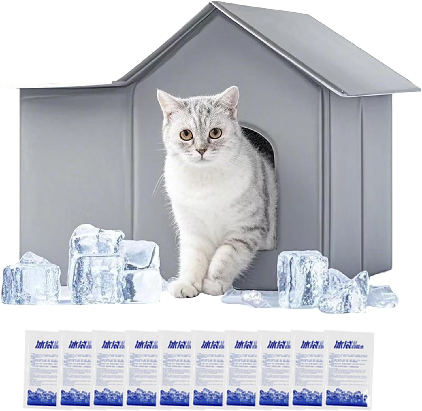 Cooling Cat House | Cooling Cat House for Summer Outdoor - Foldable Crate with Ice Packs Kitten Accessories Pet Supplies for Dog Kennel Beach Summer Camping