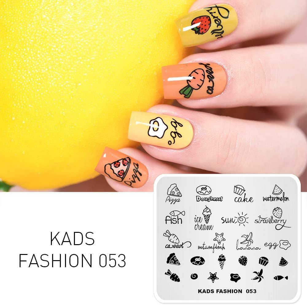 Nail Stamping Plate Fashion Food Fruit Summer Cake Fish Ice Cream Theme Multi-Pattern Stamp Print Image Stamp Template Nail Art for Nail Design