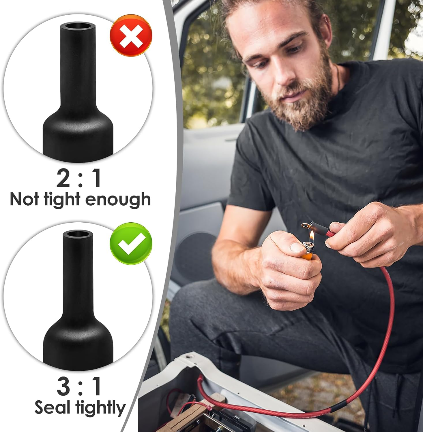 400Pcs Heat Shrink Tubing Kit Waterproof Wire Shrink Wrap Tubing 3:1 Ratio Adhesive Lined Marine Grade Double Wall Shrink Wrap Assorted Kit Insulated Electrical Cable Wrap 7 Sizes