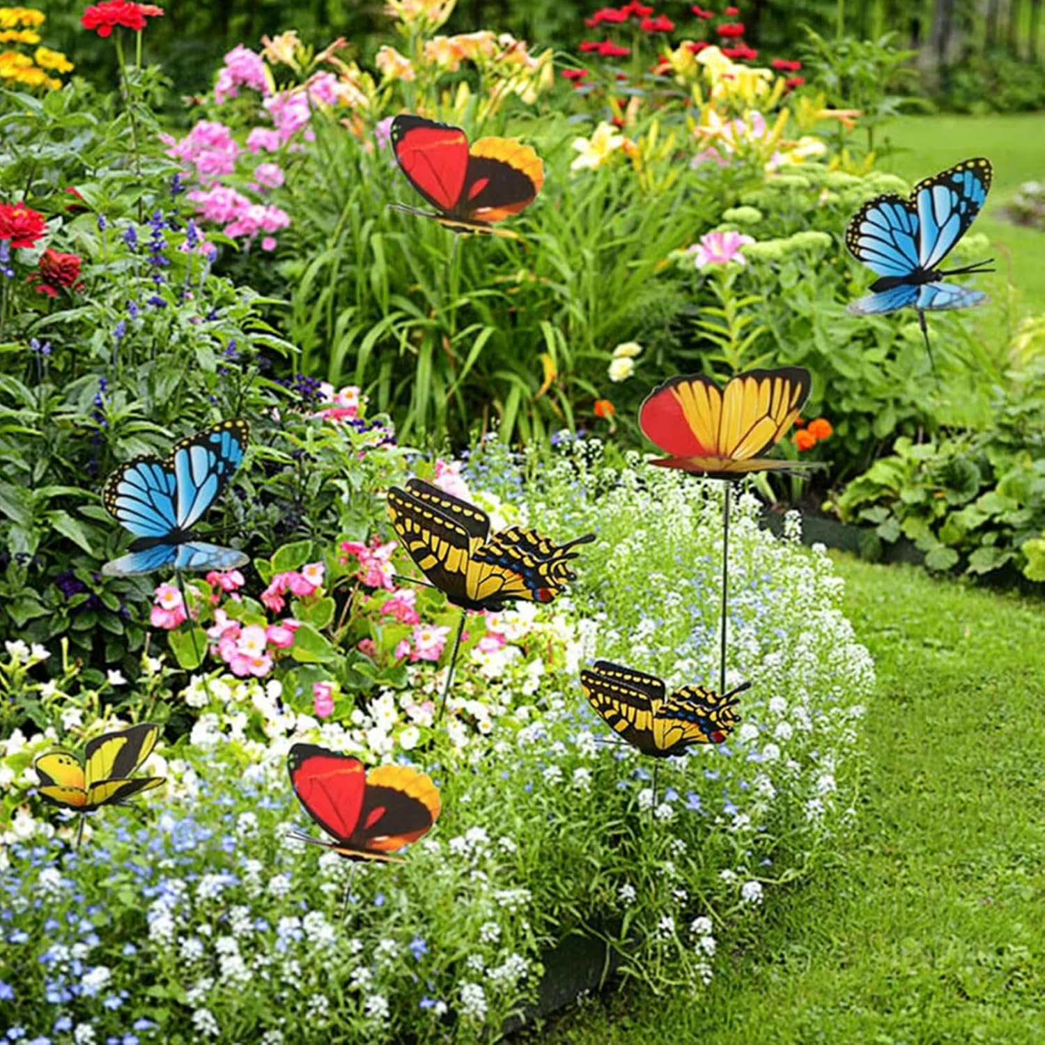 100Pcs Colorful Butterflies Stakes, PVC Waterproof Butterfly Garden Stakes Decorations for Indoor, Outdoor Yard, Patio Plant Pot, Christmas Garden Decor - Color 100 image number 4