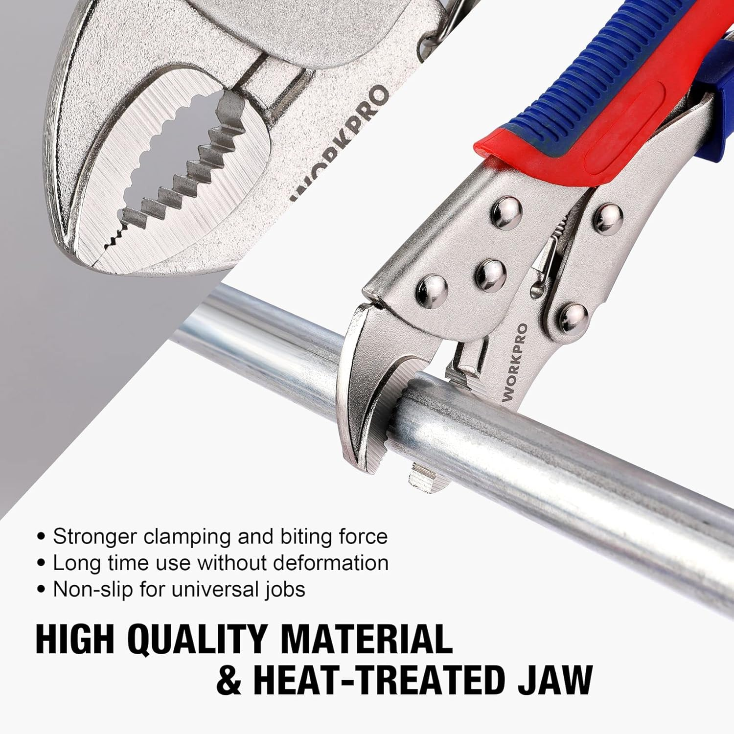 WORKPRO 3-Piece Locking Pliers Set, 10-Inch Curved Jaw, 7-Inch Curved Jaw and 6-1/2-Inch Straight Jaw image number 6