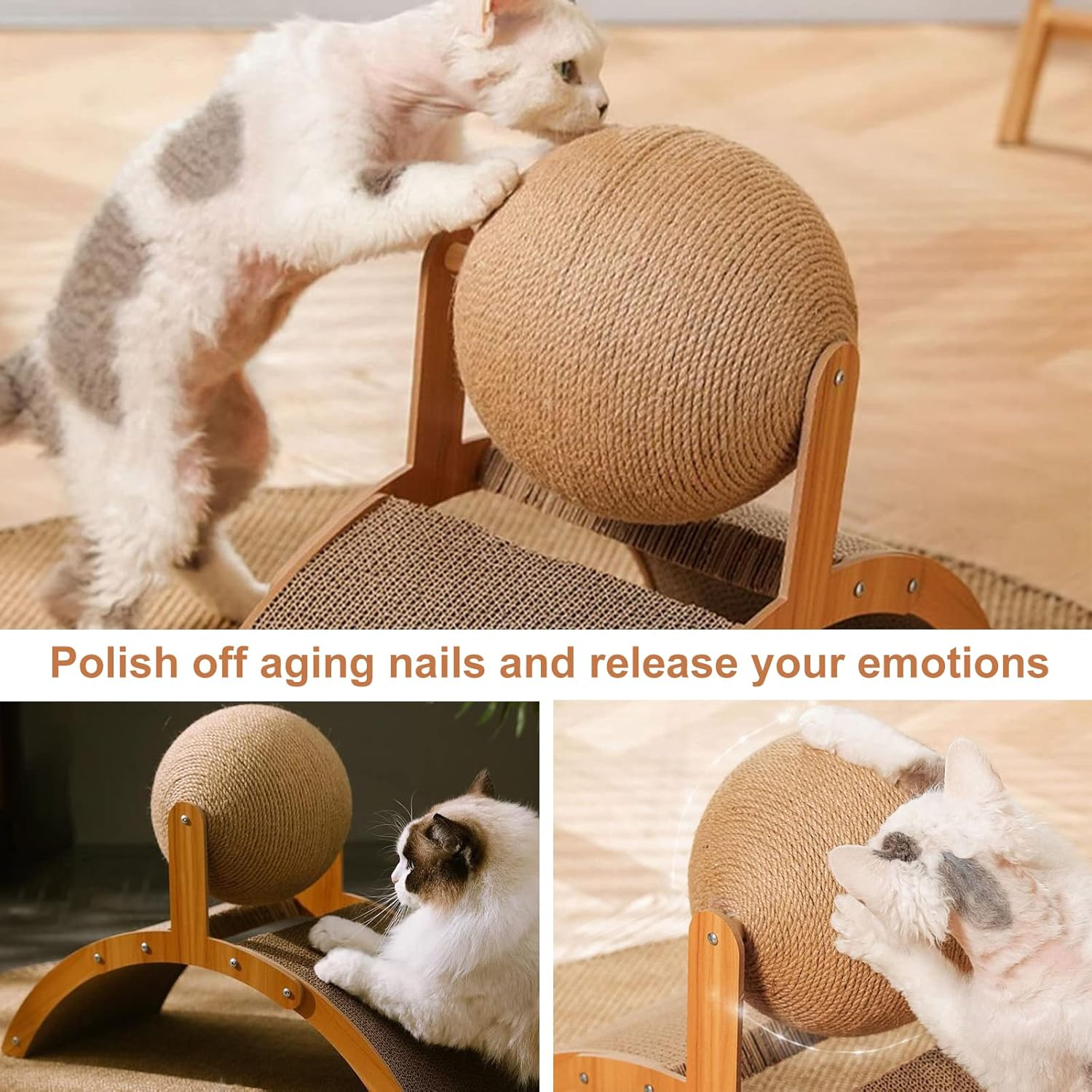 Undres Cat Scratching Board, Cat Toy, Cat Toy Ball, Cat Bed with Scratching Ball, Scratching, Play, Rest for Cats, Beds & Furniture for Cats, Body Building of the Cat Adapted Design image number 3