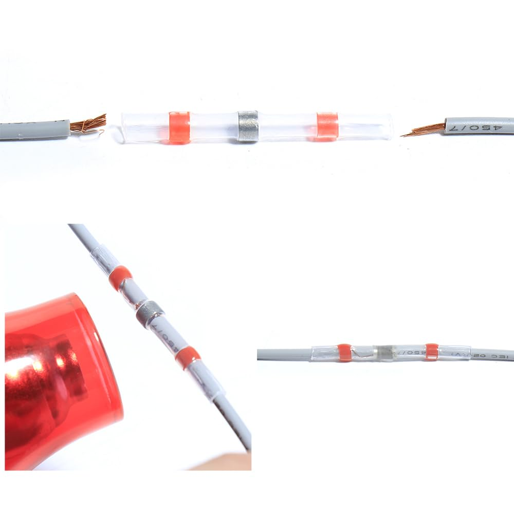 Aikoolwer 100 Pcs Solder Seal Heat Shrink Butt Connectors Waterproof Wire Kit Electrical Terminals Solderless Insulated Wire Splice Cable Marine Automotive Boat Truck image number 1